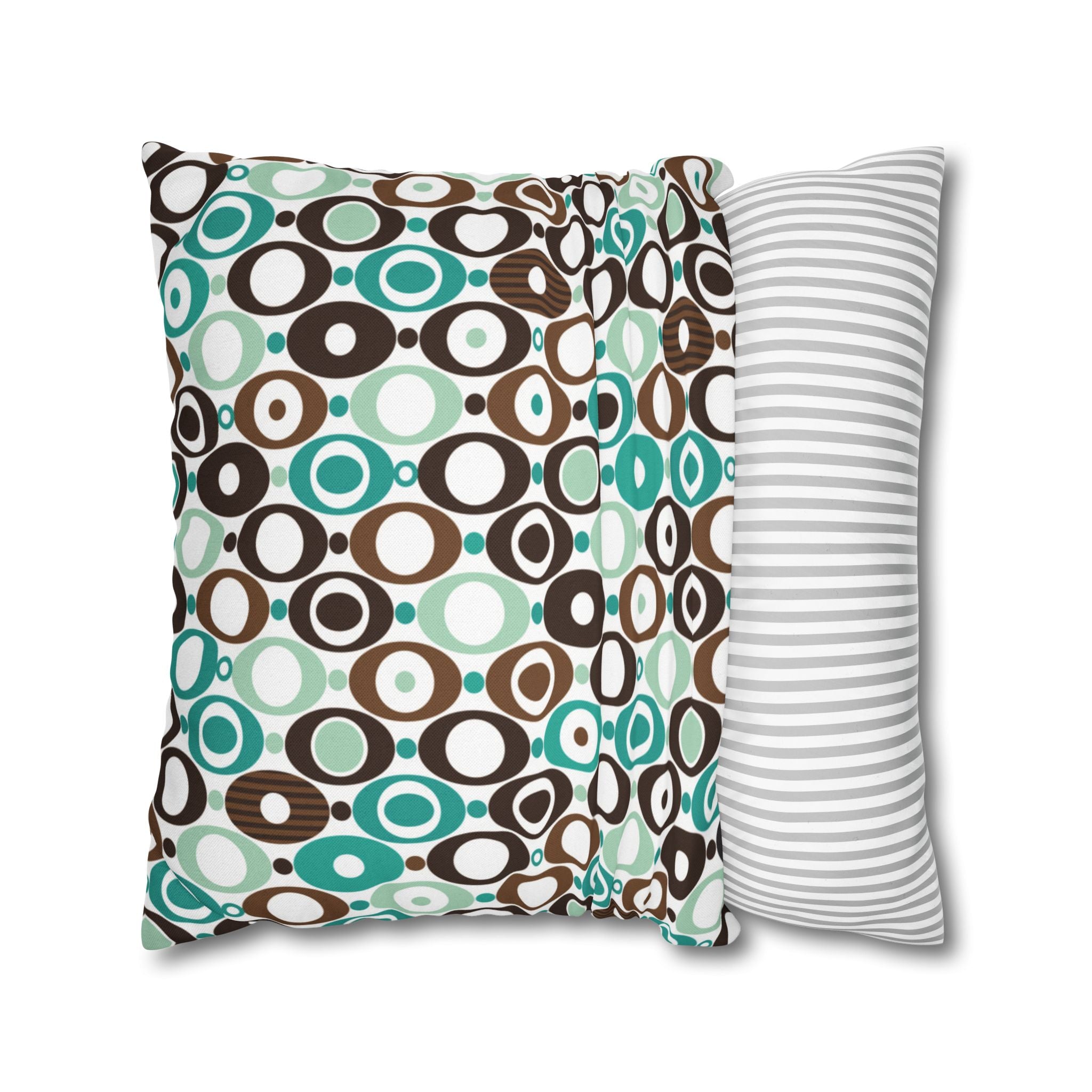Kate McEnroe New York Mid Century Modern Orb Throw Pillow Cover, Retro Teal Brown 50s Style Cushion CoverThrow Pillow Covers25554266625483008555
