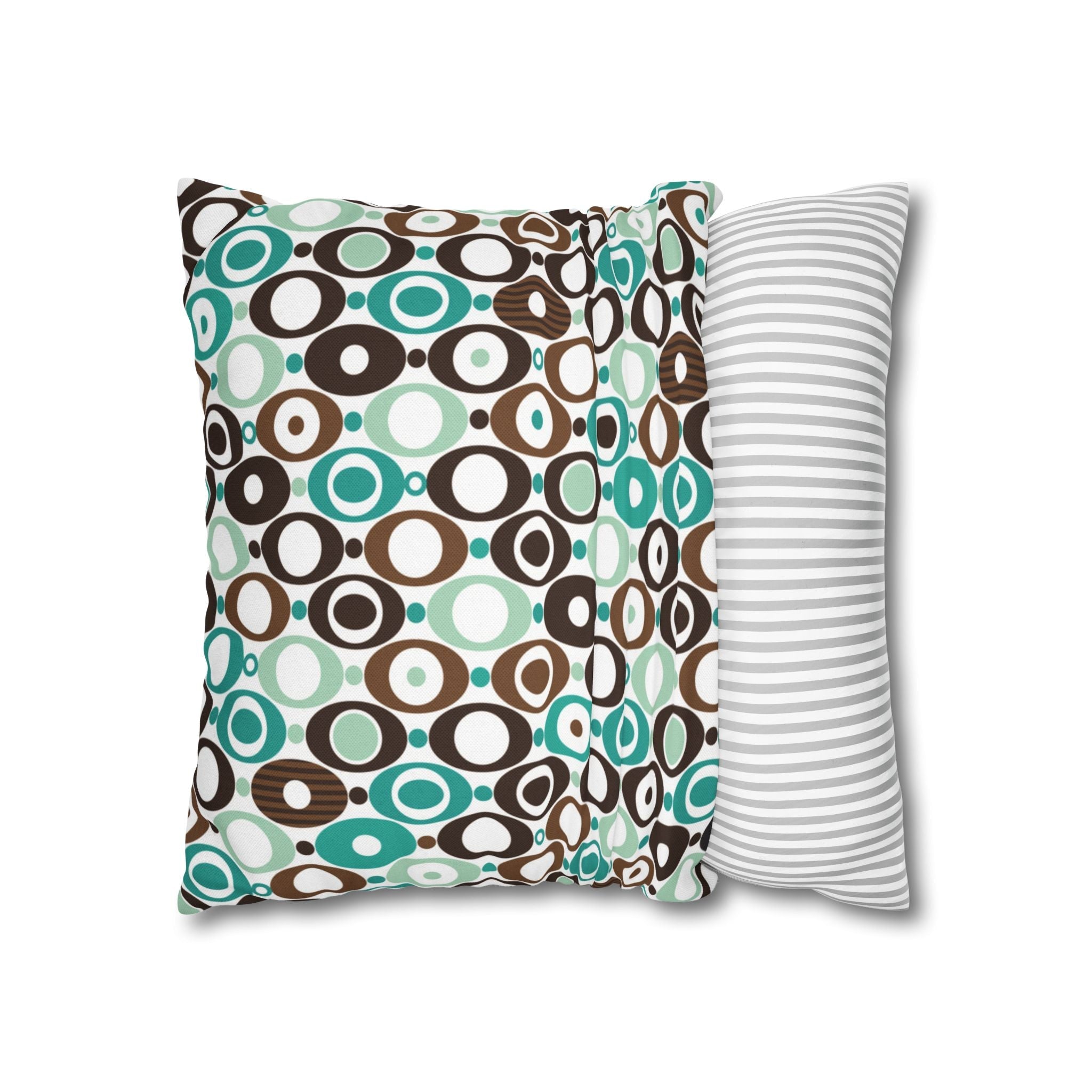 Kate McEnroe New York Mid Century Modern Orb Throw Pillow Cover, Retro Teal Brown 50s Style Cushion CoverThrow Pillow Covers25554266625483008555