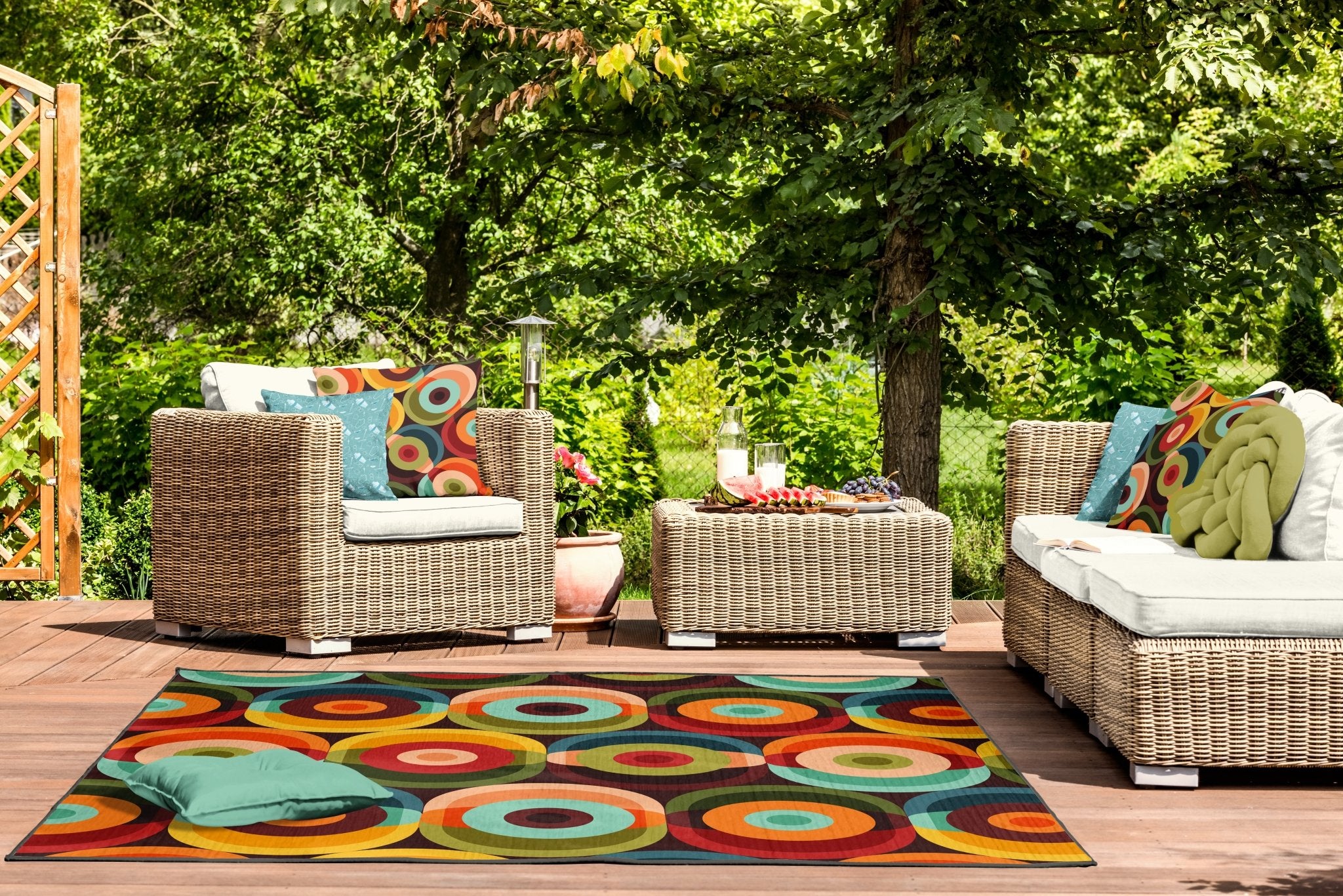 Kate McEnroe New York Mid Century Modern Orbs Retro Psychedelic Outdoor RugRugsKM1023 - IDR - 501005 - 93597