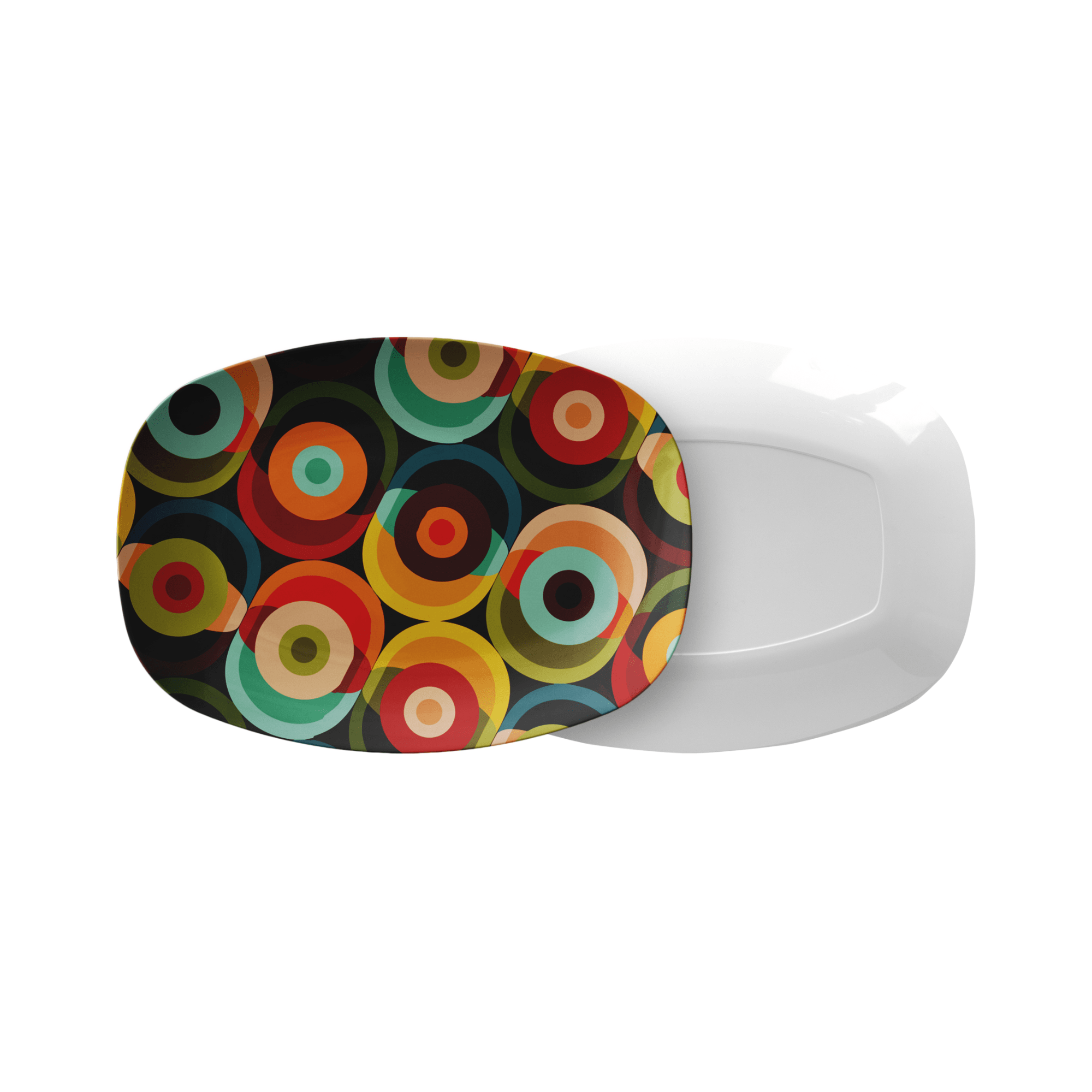 Kate McEnroe New York Mid Century Modern Orbs Serving Platter Retro Teal Orange DinnerwareServing PlattersMCO - MULT - 007