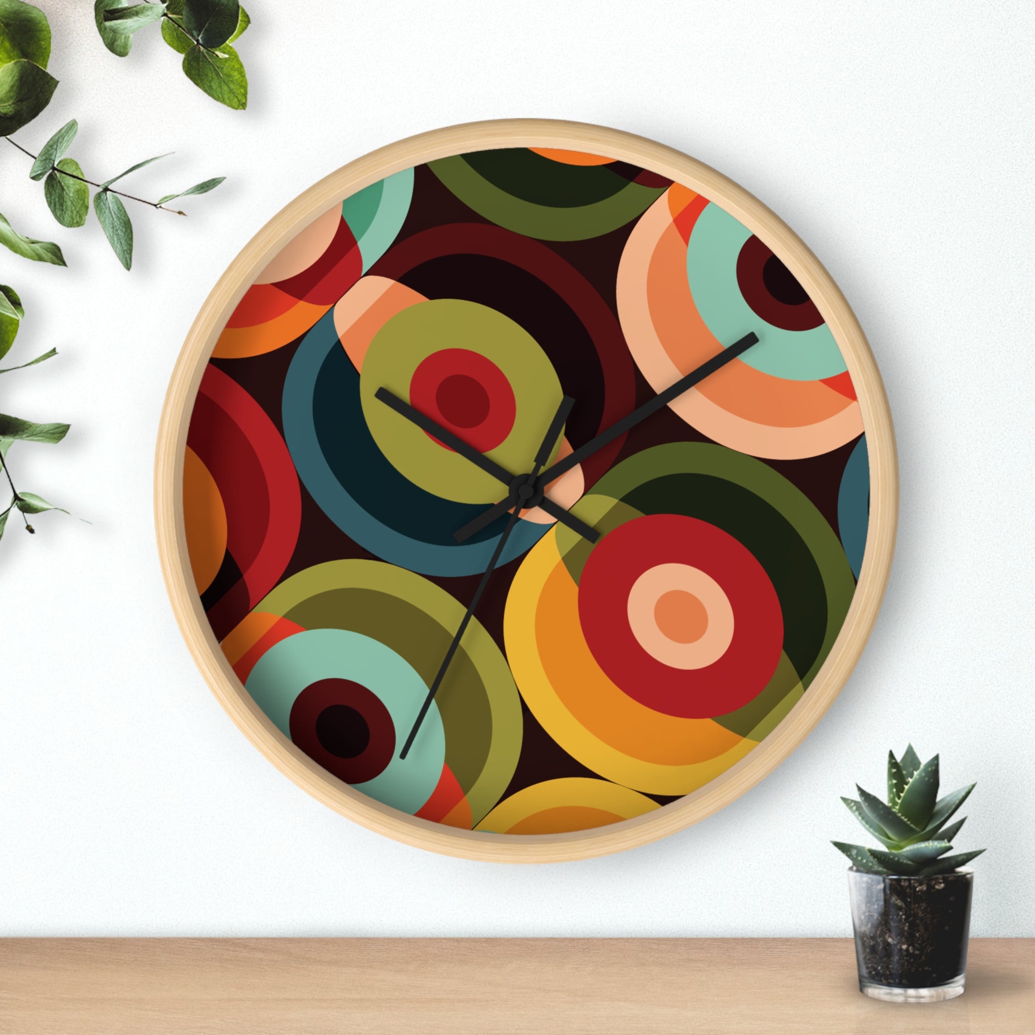 Kate McEnroe New York Mid Century Modern Orbs Wall Clock, Retro 60s Geometric Atomic Era Home AccentHome Decor32506563790126166060