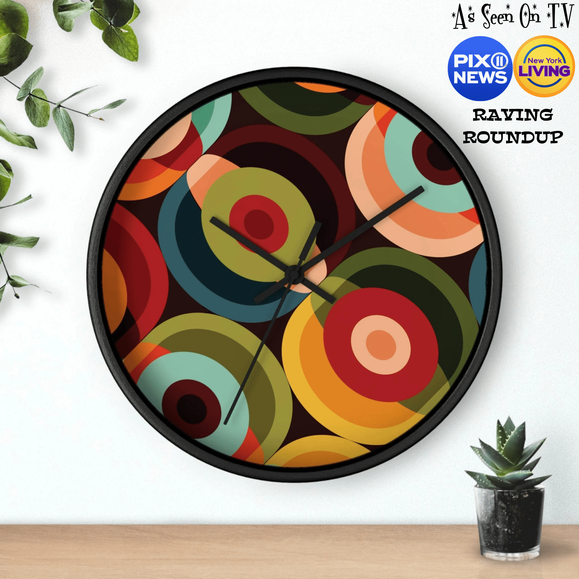 Kate McEnroe New York Mid Century Modern Orbs Wall Clock, Retro 60s Geometric Atomic Era Home AccentWall Clocks24337051511475662254