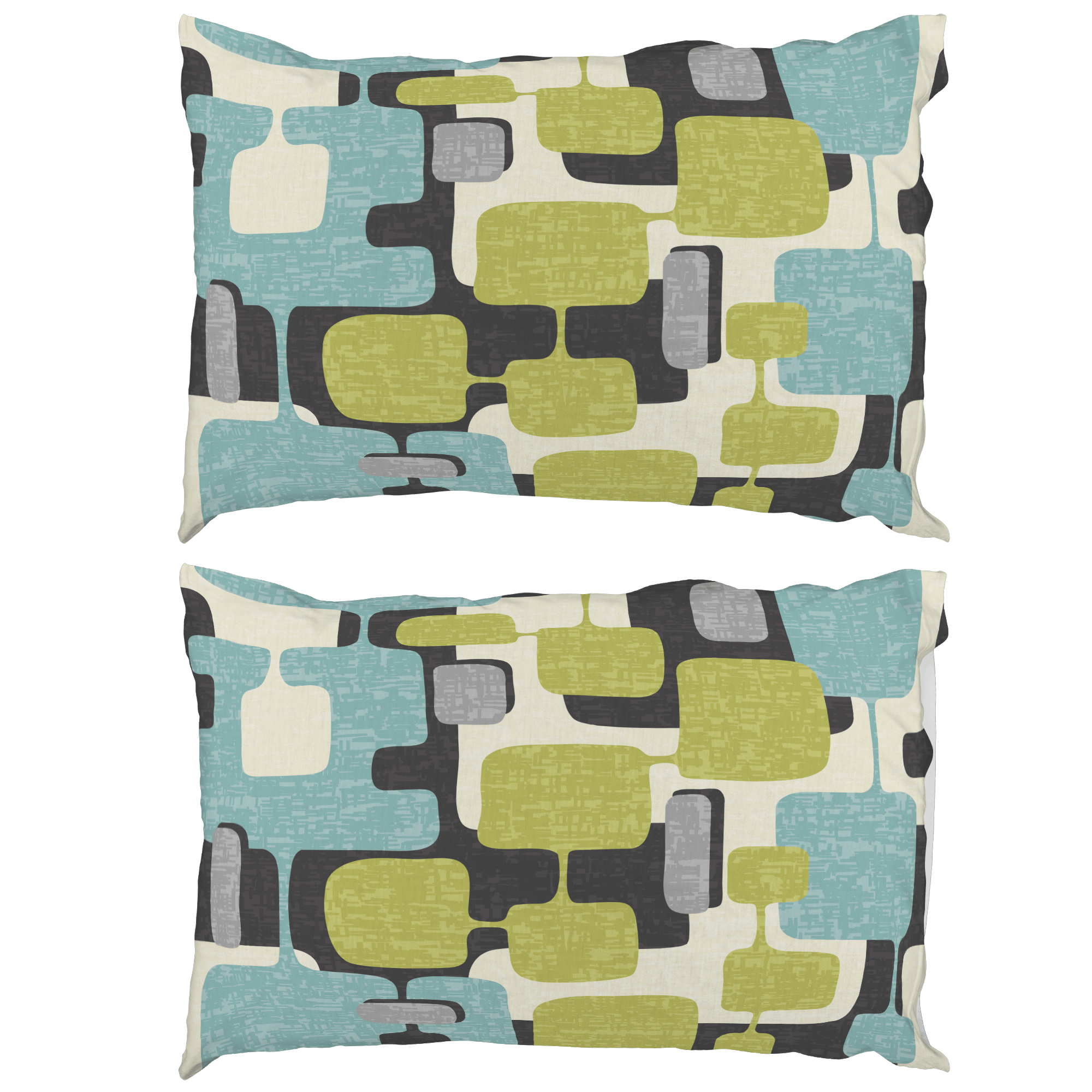 Kate McEnroe New York Mid Century Modern Pillowcase, Retro Abstract Aqua Green MCM BeddingPillowcases1250
