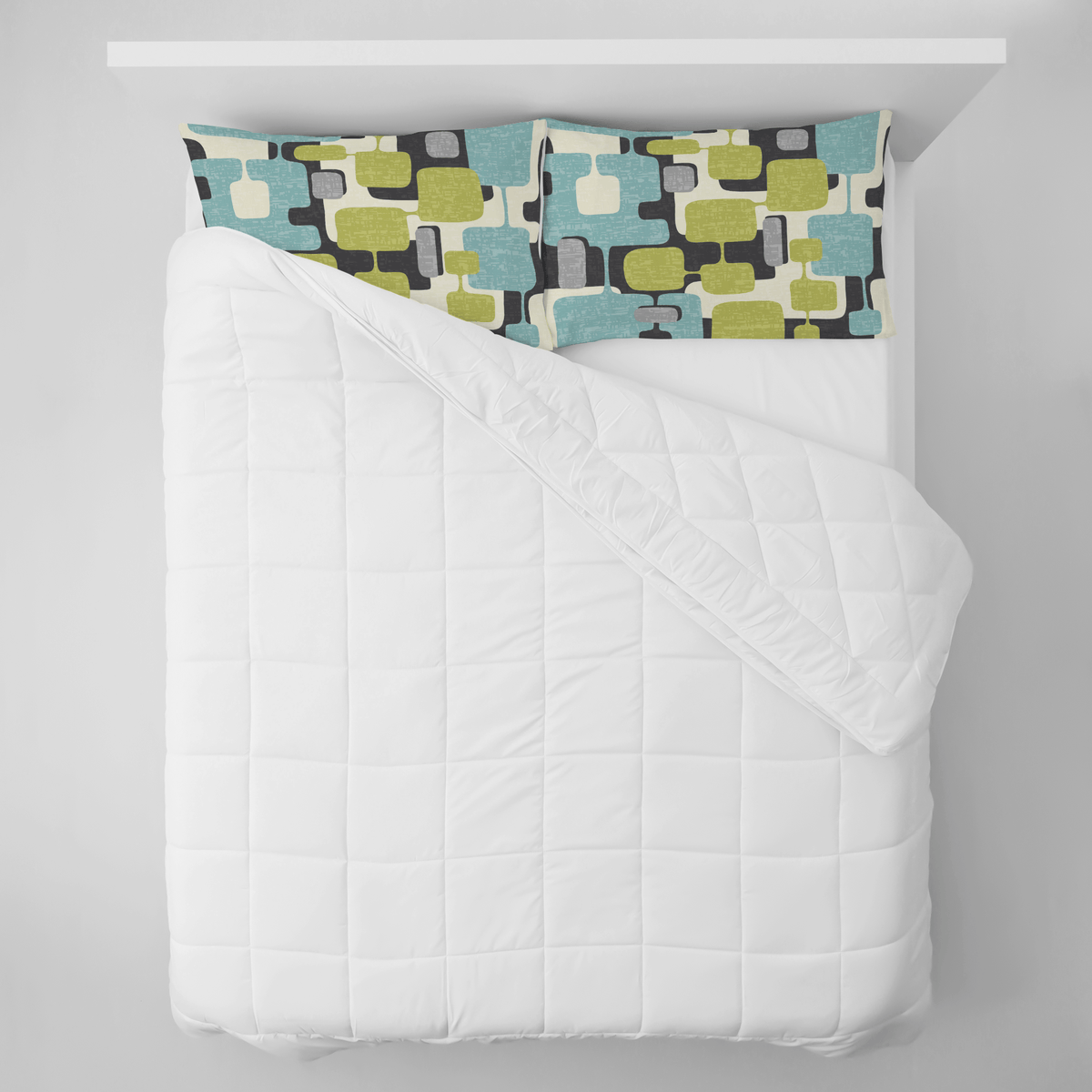 Kate McEnroe New York Mid Century Modern Pillowcase, Retro Abstract Aqua Green MCM BeddingPillowcases1250