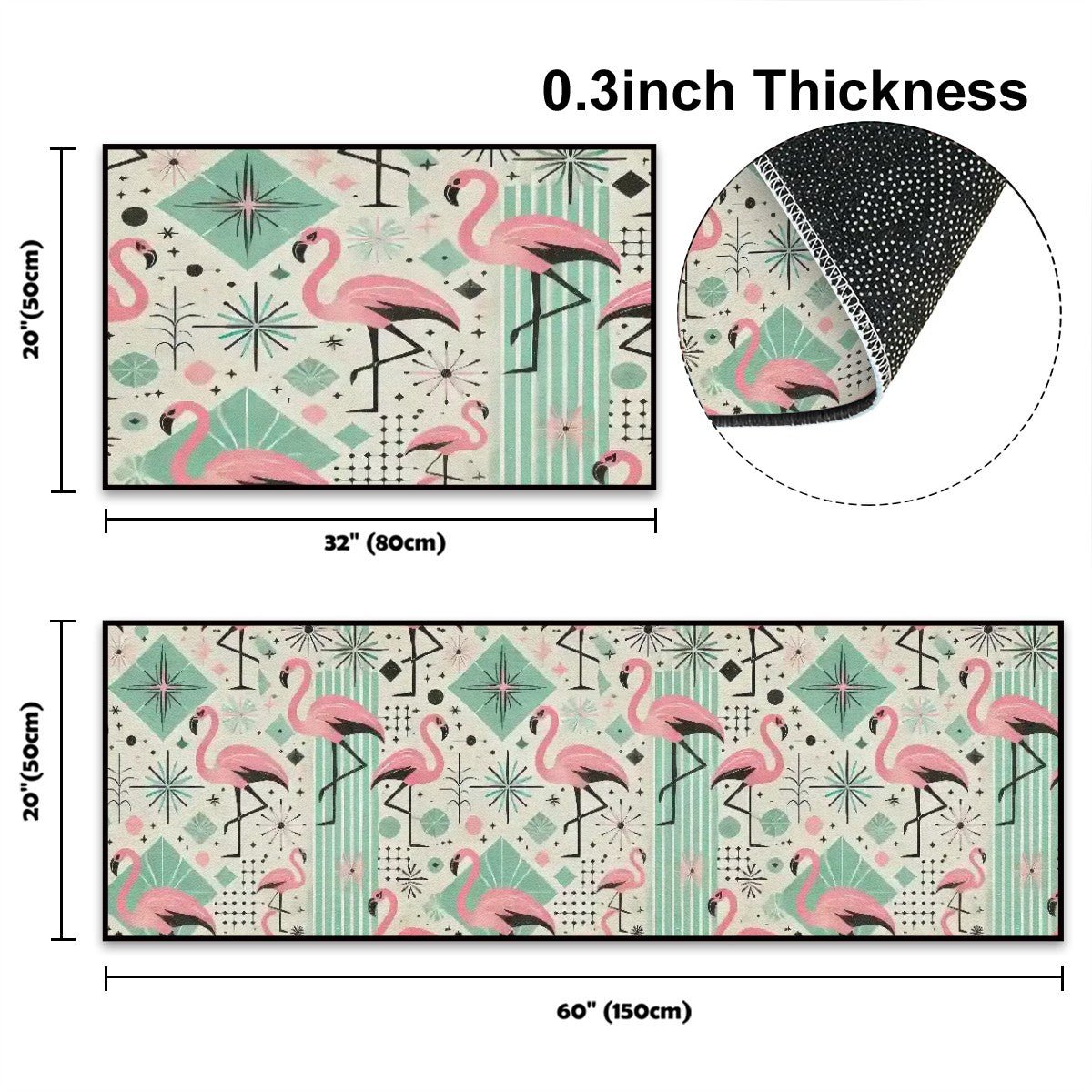 Kate McEnroe New York Mid Century Modern Pink Flamingo Palm Springs Style Kitchen Mat SetKitchen Floor Mats5ffXl1pDxn