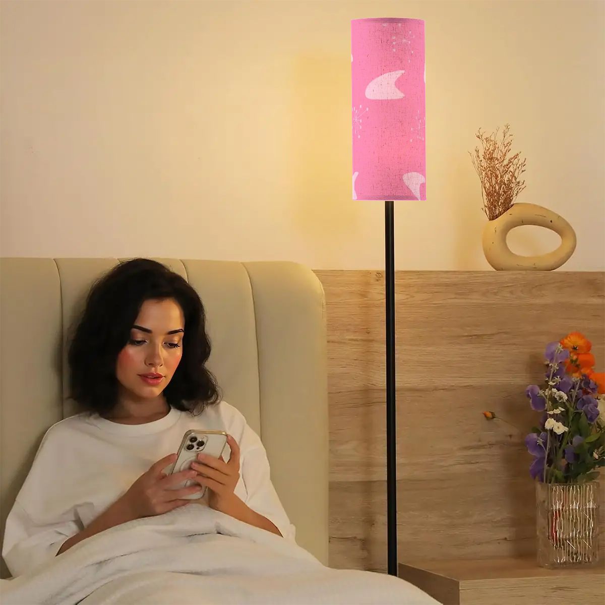 Kate McEnroe New York Mid Century Modern Pink Slim Floor Lamp, Retro 50s Boomerang LightingSlim Floor LampsAiLJay4jrM