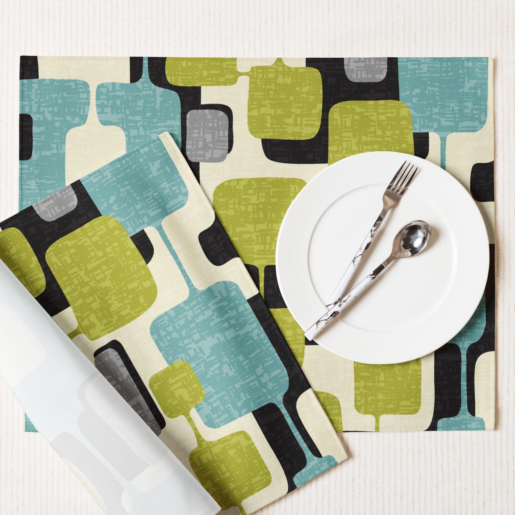 Kate McEnroe New York Mid Century Modern Placemats, Set of 4, MCM 60s Geometric Abstract Table Mats, Retro Dining LinensPlacemats7857804_17484