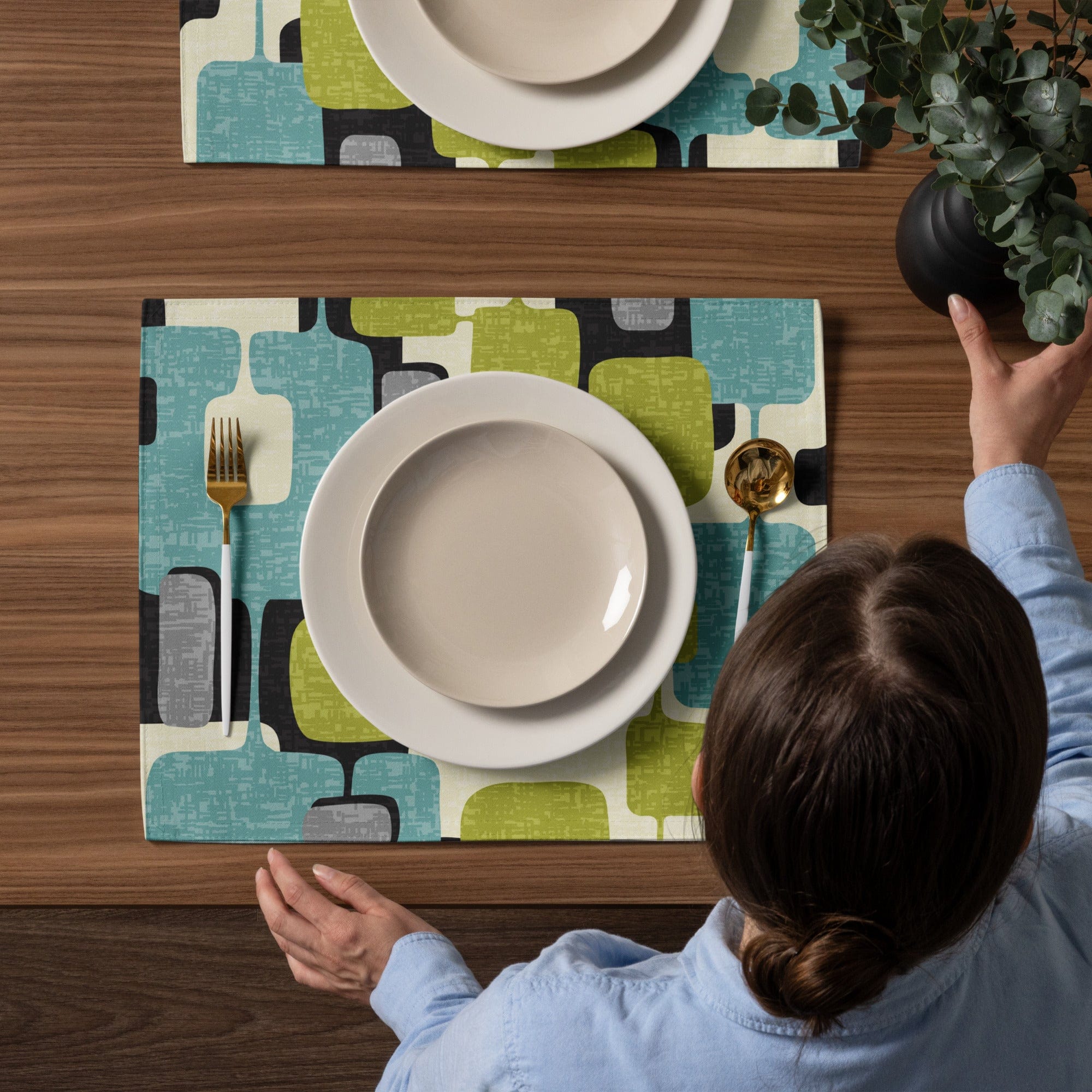 Kate McEnroe New York Mid Century Modern Placemats, Set of 4, MCM 60s Geometric Abstract Table Mats, Retro Dining LinensPlacemats7857804_17484