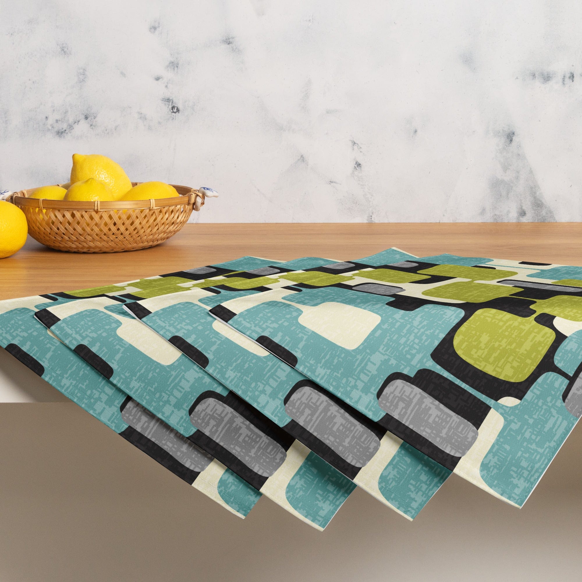 Kate McEnroe New York Mid Century Modern Placemats, Set of 4, MCM 60s Geometric Abstract Table Mats, Retro Dining LinensPlacemats7857804_17484