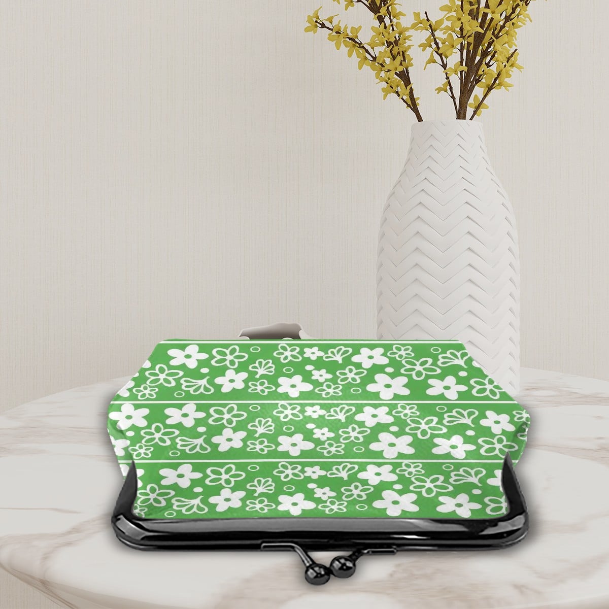 Kate McEnroe New York Mid Century Modern Pyrex Inspired Retro Daisy Floral Kisslock Coin PurseCoin Pursesc5jshvvyhe