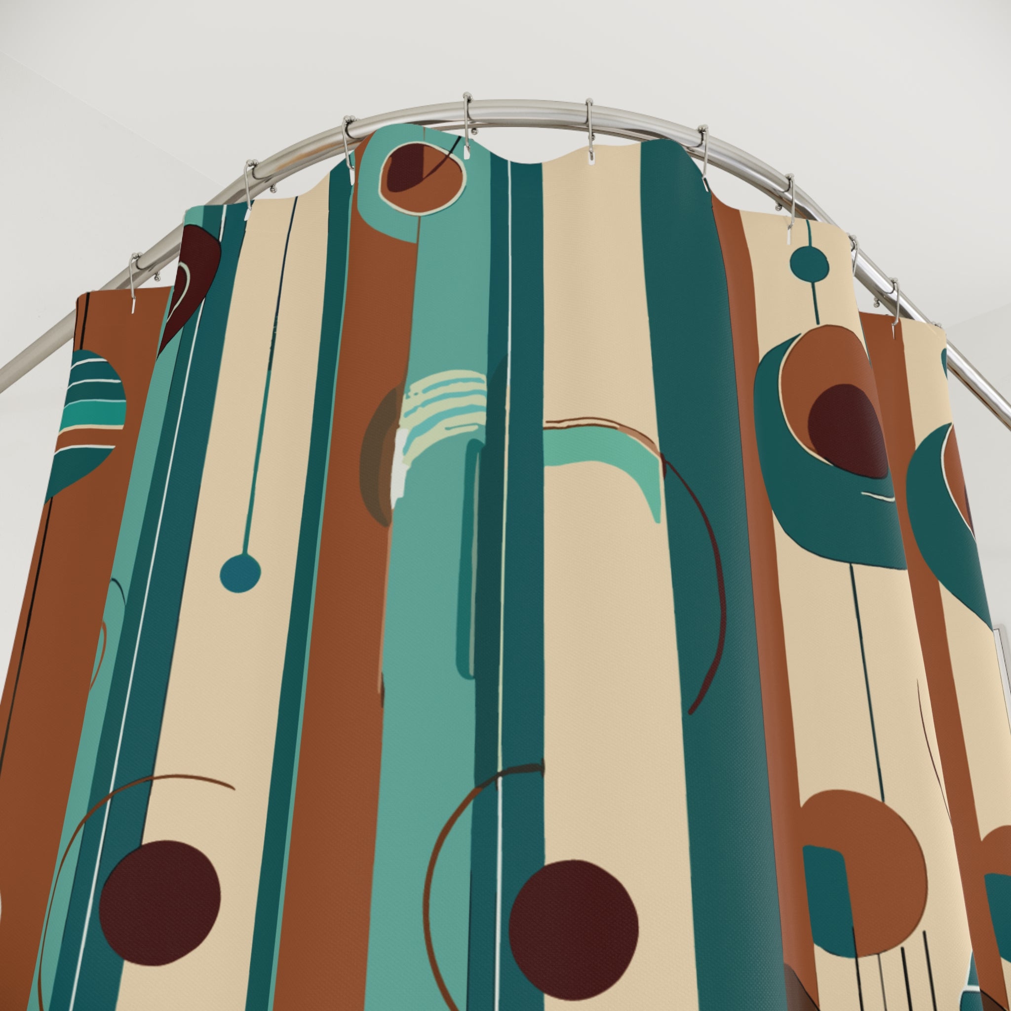 Kate McEnroe New York Mid Century Modern Retro 50s Geometric Orbs Shower CurtainShower Curtains10943647272440530870