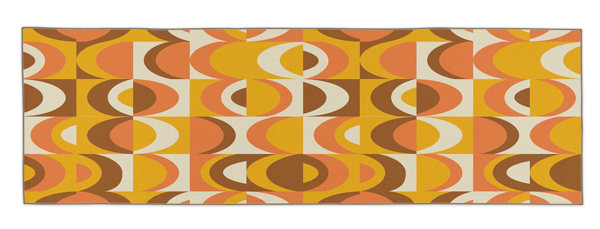 Kate McEnroe New York Mid Century Modern Retro 70s Geometric Orange, Brown Mustard Yellow Area RugRugs