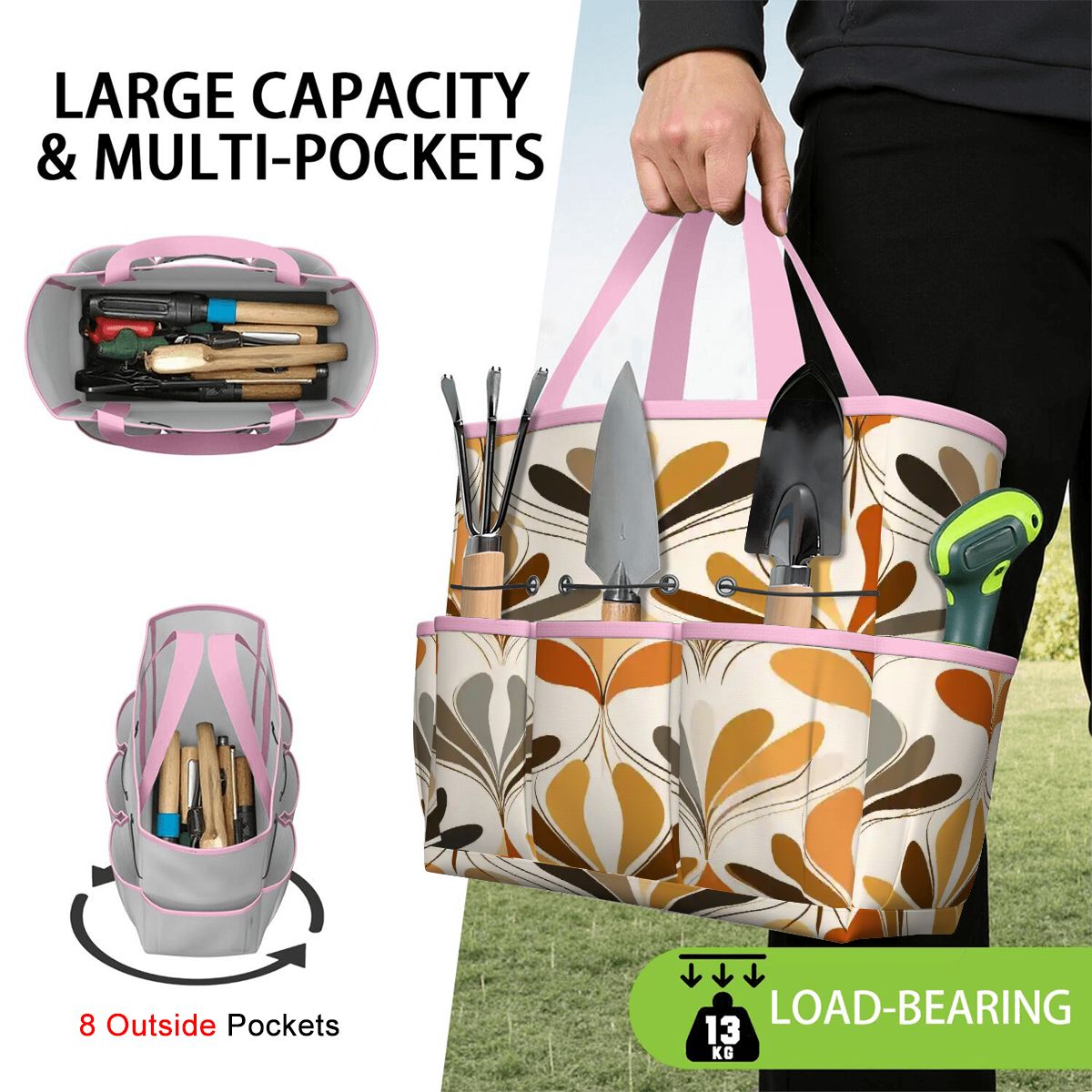 Kate McEnroe New York Mid Century Modern Retro 70s Mod Floral Garden Tool BagGarden Tool BaglsK2OT7mGm