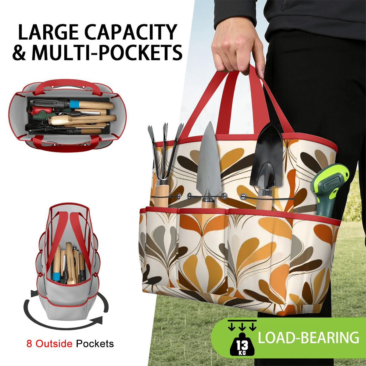 Kate McEnroe New York Mid Century Modern Retro 70s Mod Floral Garden Tool BagGarden Tool BaglsK2OT7mGm