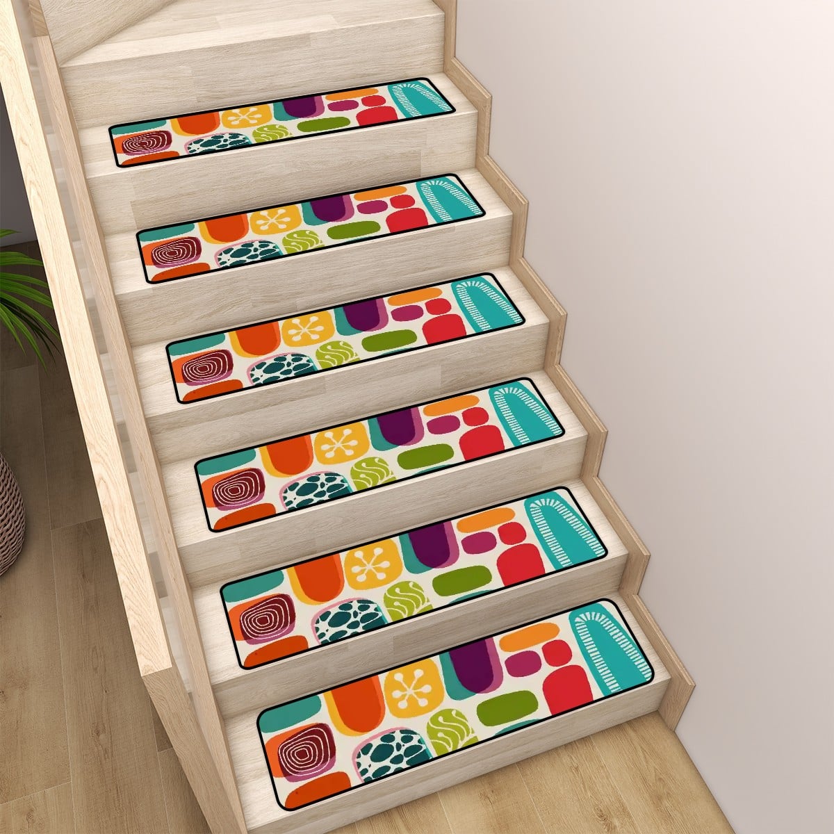 Kate McEnroe New York Mid Century Modern Retro Abstract Geometric Amoeba Non - Slip Stair TreadsStair TreadshLinb2zX6b