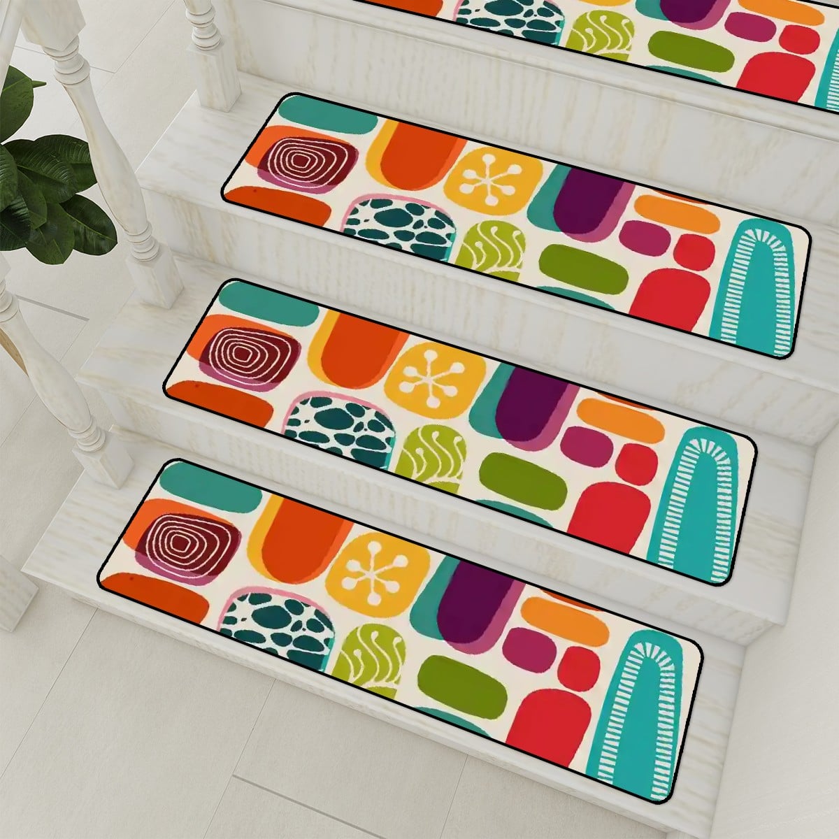 Kate McEnroe New York Mid Century Modern Retro Abstract Geometric Amoeba Non - Slip Stair TreadsStair TreadshLinb2zX6b