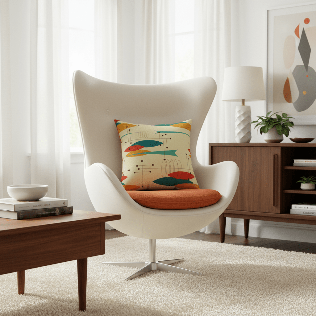 Kate McEnroe New York Mid Century Modern Retro Abstract Ovals 1950s Throw PillowThrow Pillows14274159420570321335