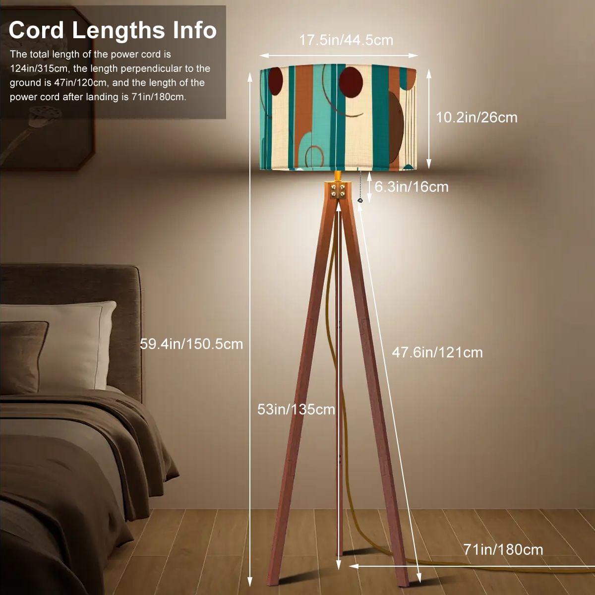 Kate McEnroe New York Mid Century Modern Retro Abstract Stripes Tripod Floor Lamp 70s MCM LightingTripod Floor LampsNOWUgv5uCM