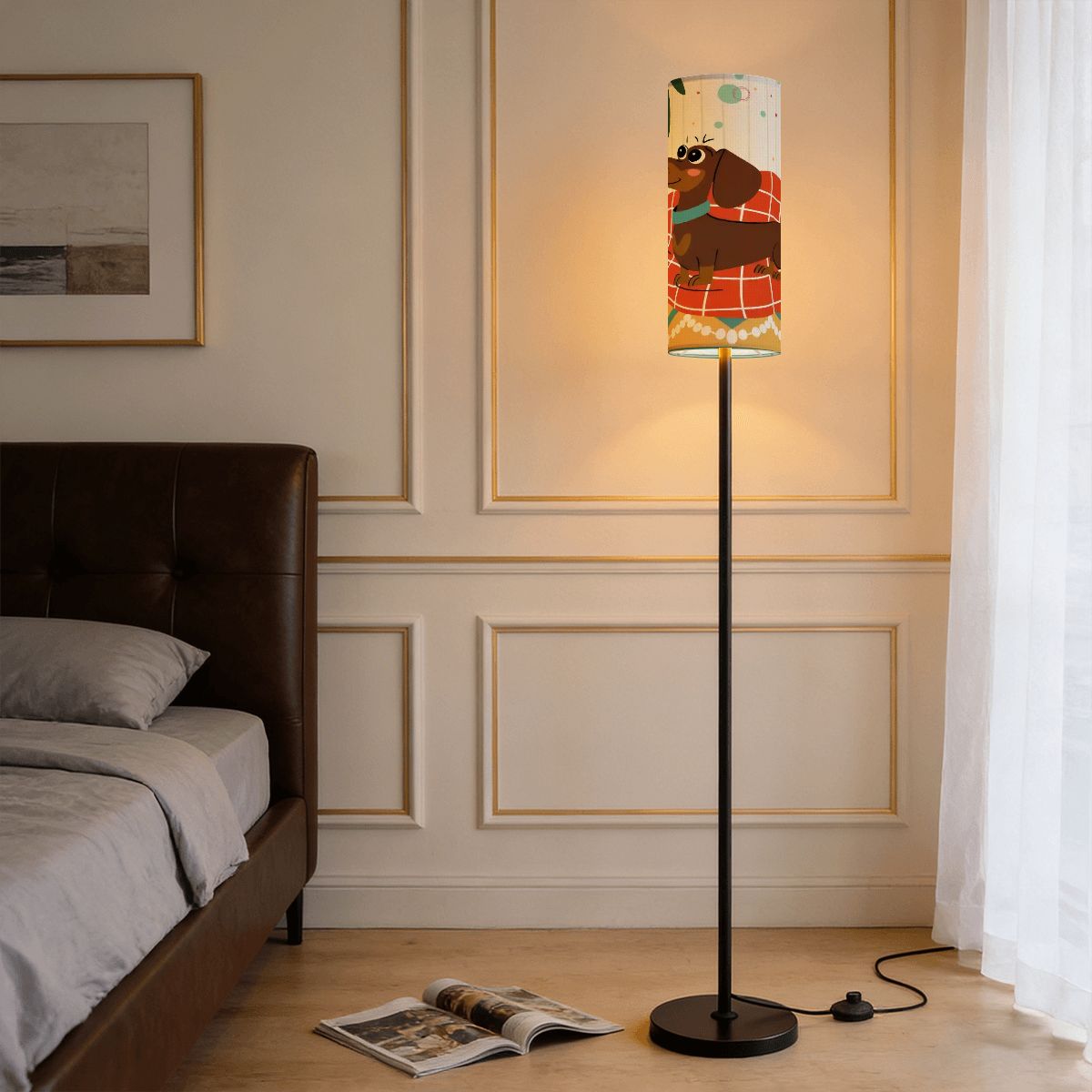 Kate McEnroe New York Mid Century Modern Retro Atomic Doxie Dog Slim Floor LampSlim Floor LampsBdGLOtzbpf