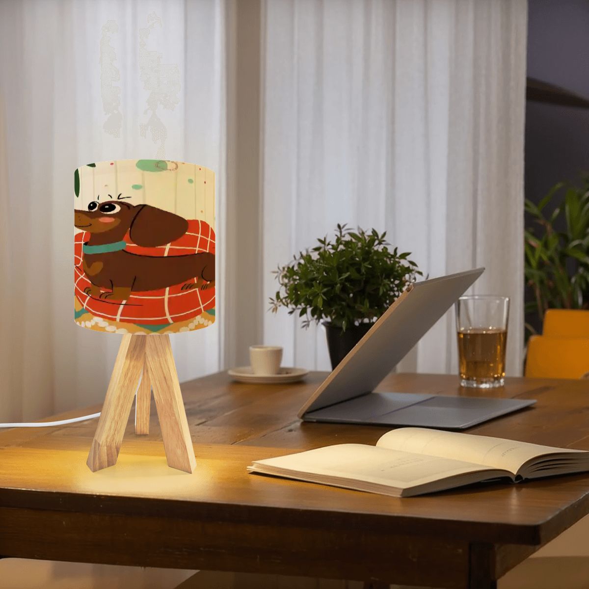 Kate McEnroe New York Mid Century Modern Retro Atomic Doxie Dog Tripod Table LampTable LampsLBAvhta9eB