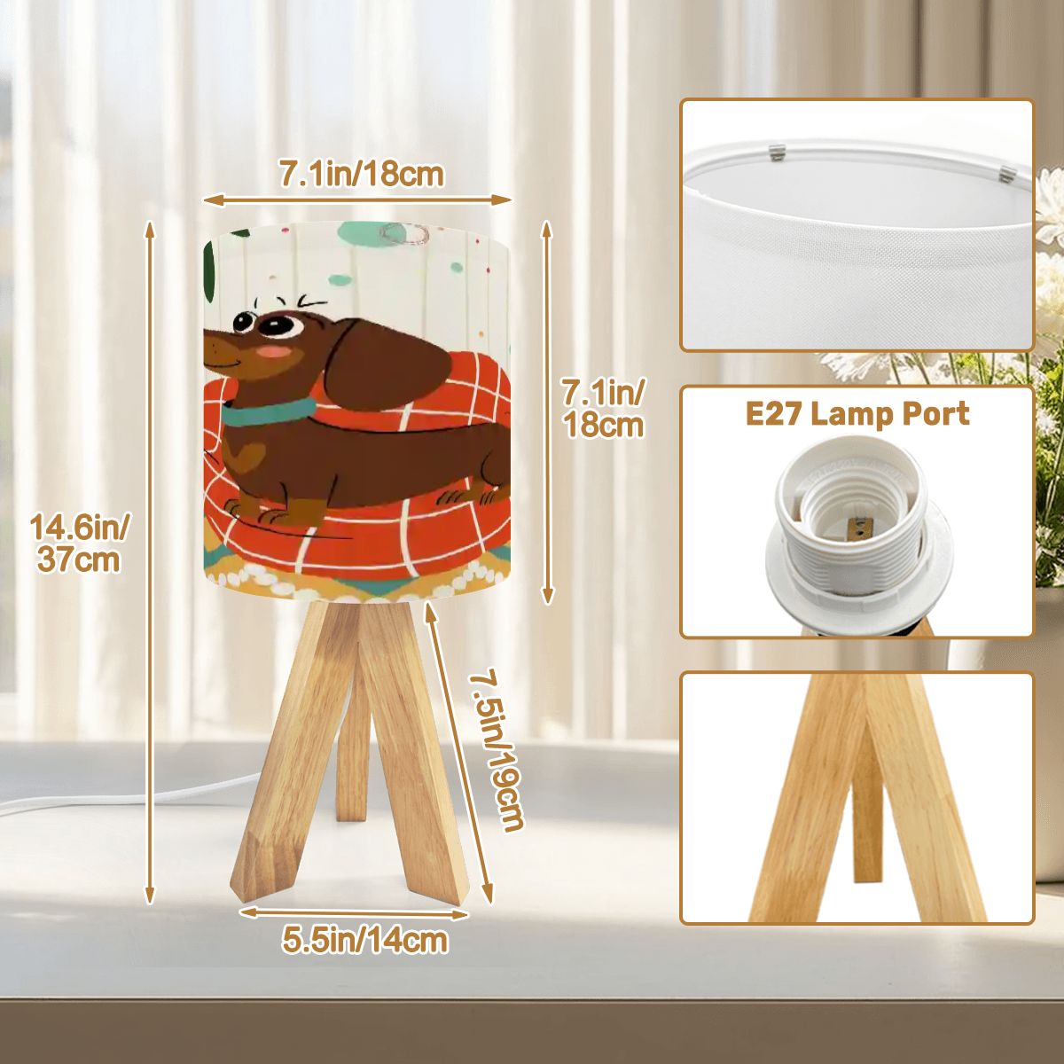 Kate McEnroe New York Mid Century Modern Retro Atomic Doxie Dog Tripod Table LampTable LampsLBAvhta9eB