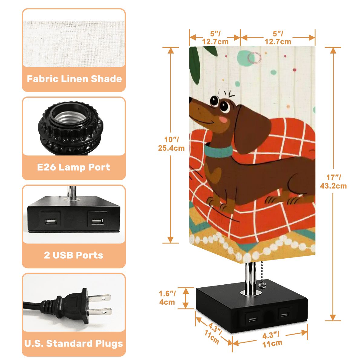 Kate McEnroe New York Mid Century Modern Retro Atomic Doxie Dog USB Charging Table LampTable Lampsxf0zyt0Opz