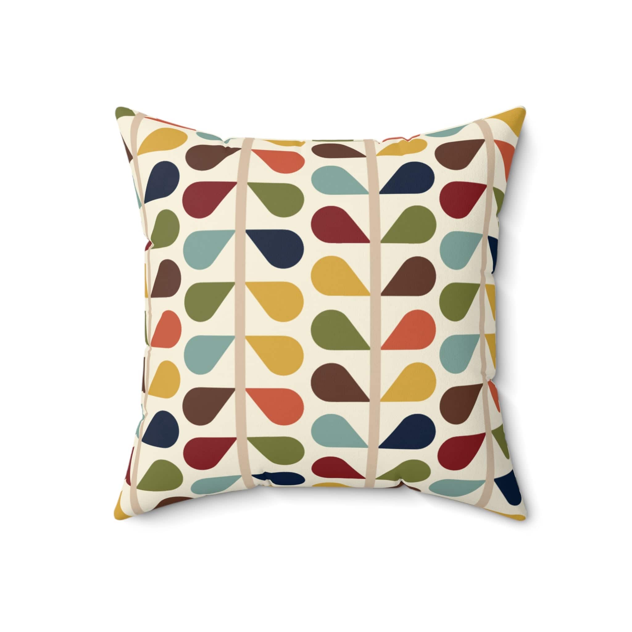 Kate McEnroe New York Mid Century Modern Retro Duvet Throw Pillow with Insert, 50s Floral Teal, Mustard, Green, Brown Sofa CushionsThrow Pillows17855615945376668011