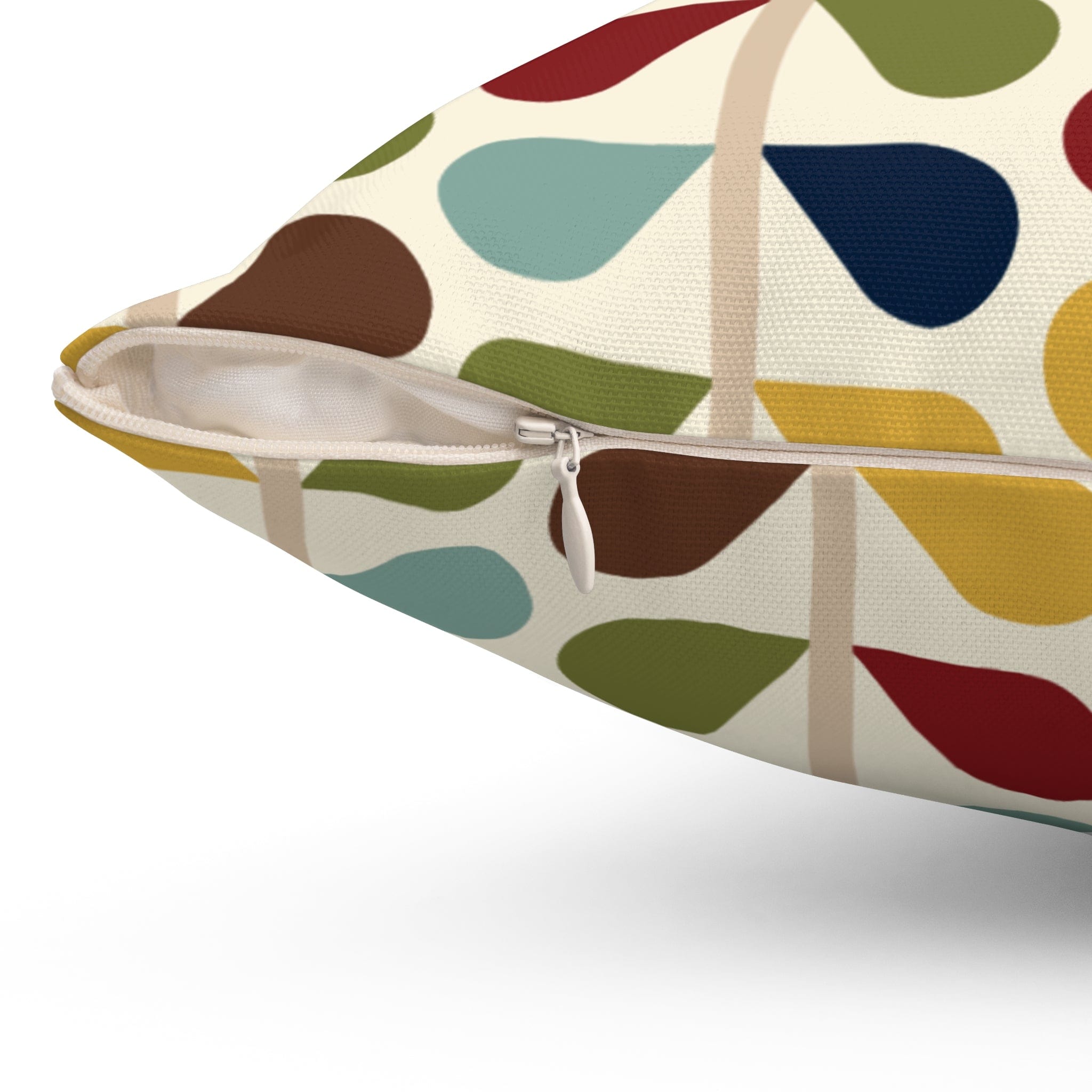 Kate McEnroe New York Mid Century Modern Retro Duvet Throw Pillow with Insert, 50s Floral Teal, Mustard, Green, Brown Sofa CushionsThrow Pillows20798459713602790777