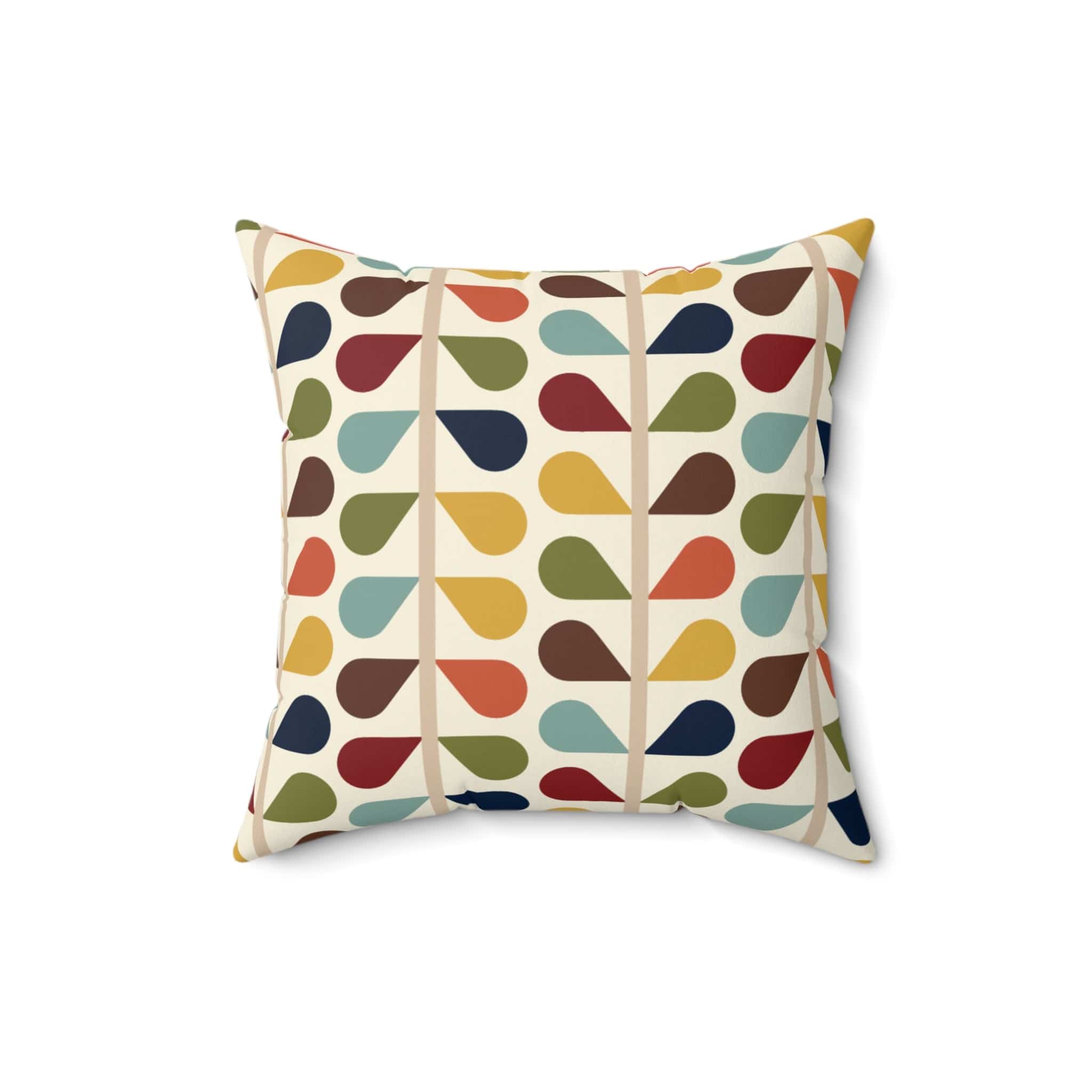 Kate McEnroe New York Mid Century Modern Retro Duvet Throw Pillow with Insert, 50s Floral Teal, Mustard, Green, Brown Sofa CushionsThrow Pillows20798459713602790777