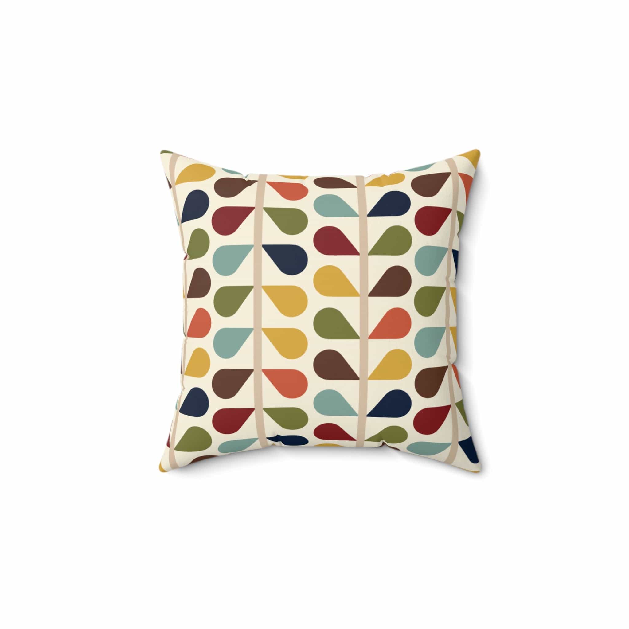 Kate McEnroe New York Mid Century Modern Retro Duvet Throw Pillow with Insert, 50s Floral Teal, Mustard, Green, Brown Sofa CushionsThrow Pillows20798459713602790777