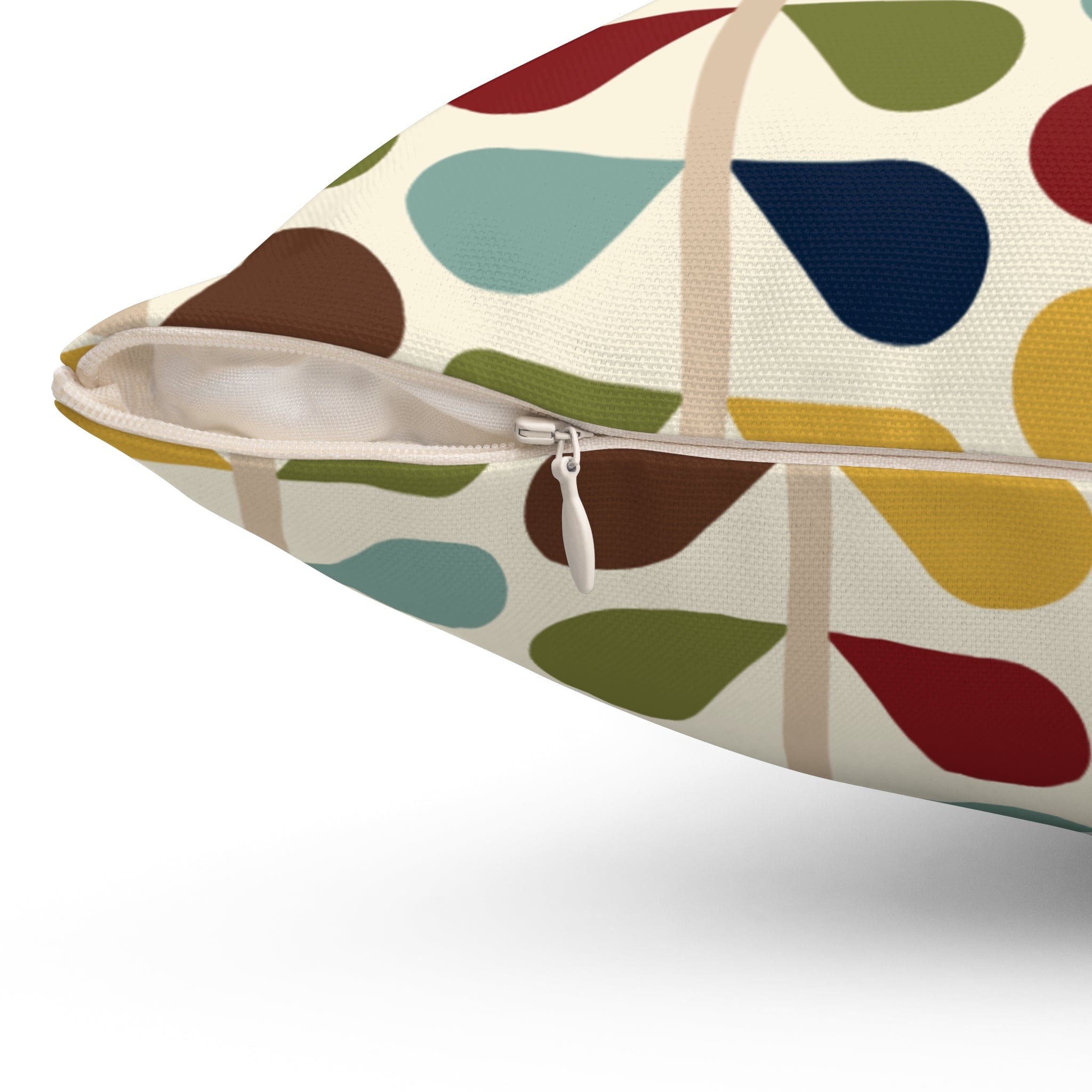 Kate McEnroe New York Mid Century Modern Retro Duvet Throw Pillow with Insert, 50s Floral Teal, Mustard, Green, Brown Sofa CushionsThrow Pillows20798459713602790777