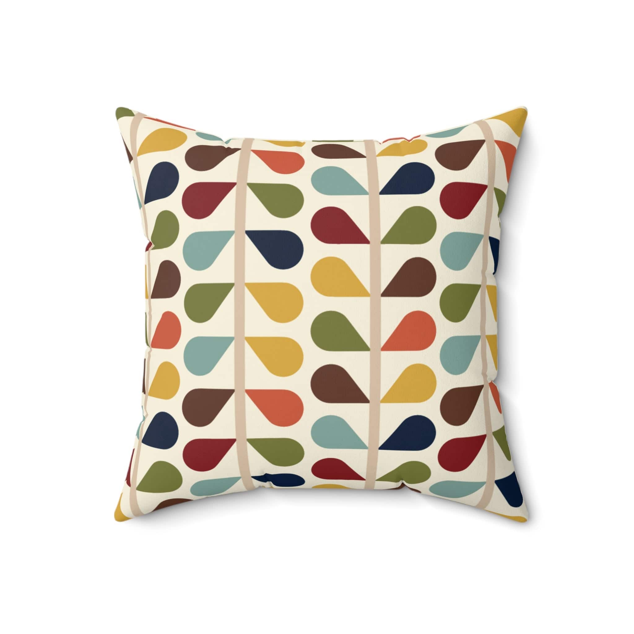 Kate McEnroe New York Mid Century Modern Retro Duvet Throw Pillow with Insert, 50s Floral Teal, Mustard, Green, Brown Sofa CushionsThrow Pillows20798459713602790777