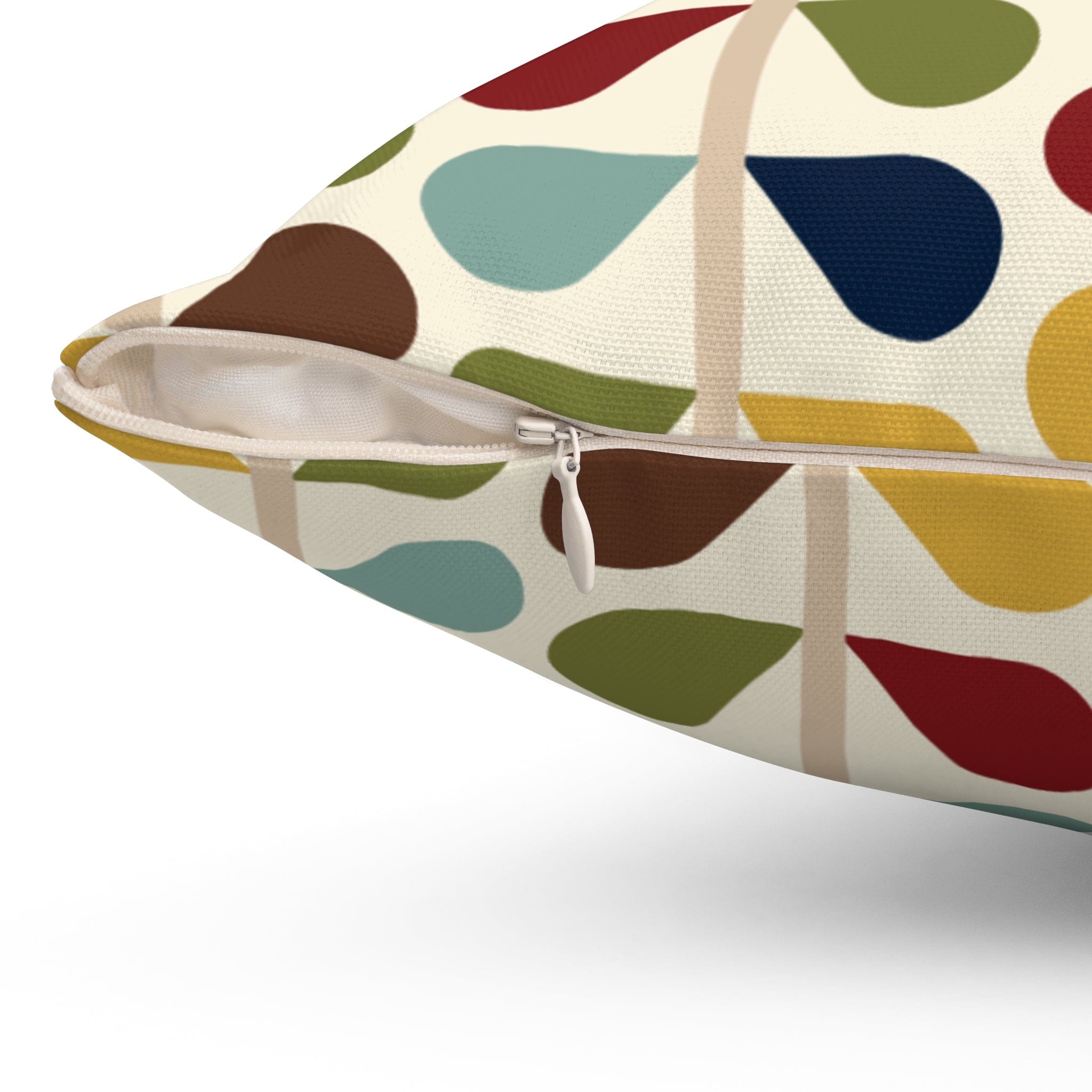 Kate McEnroe New York Mid Century Modern Retro Duvet Throw Pillow with Insert, 50s Floral Teal, Mustard, Green, Brown Sofa CushionsThrow Pillows20798459713602790777