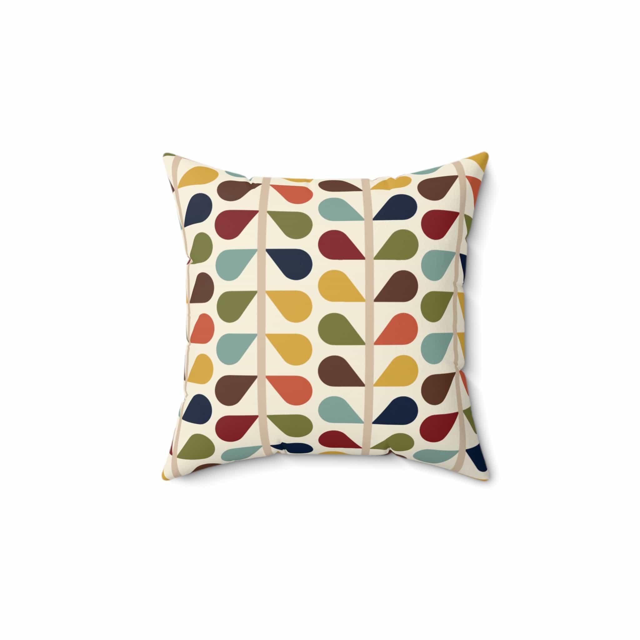 Kate McEnroe New York Mid Century Modern Retro Duvet Throw Pillow with Insert, 50s Floral Teal, Mustard, Green, Brown Sofa CushionsThrow Pillows32633428508459846946