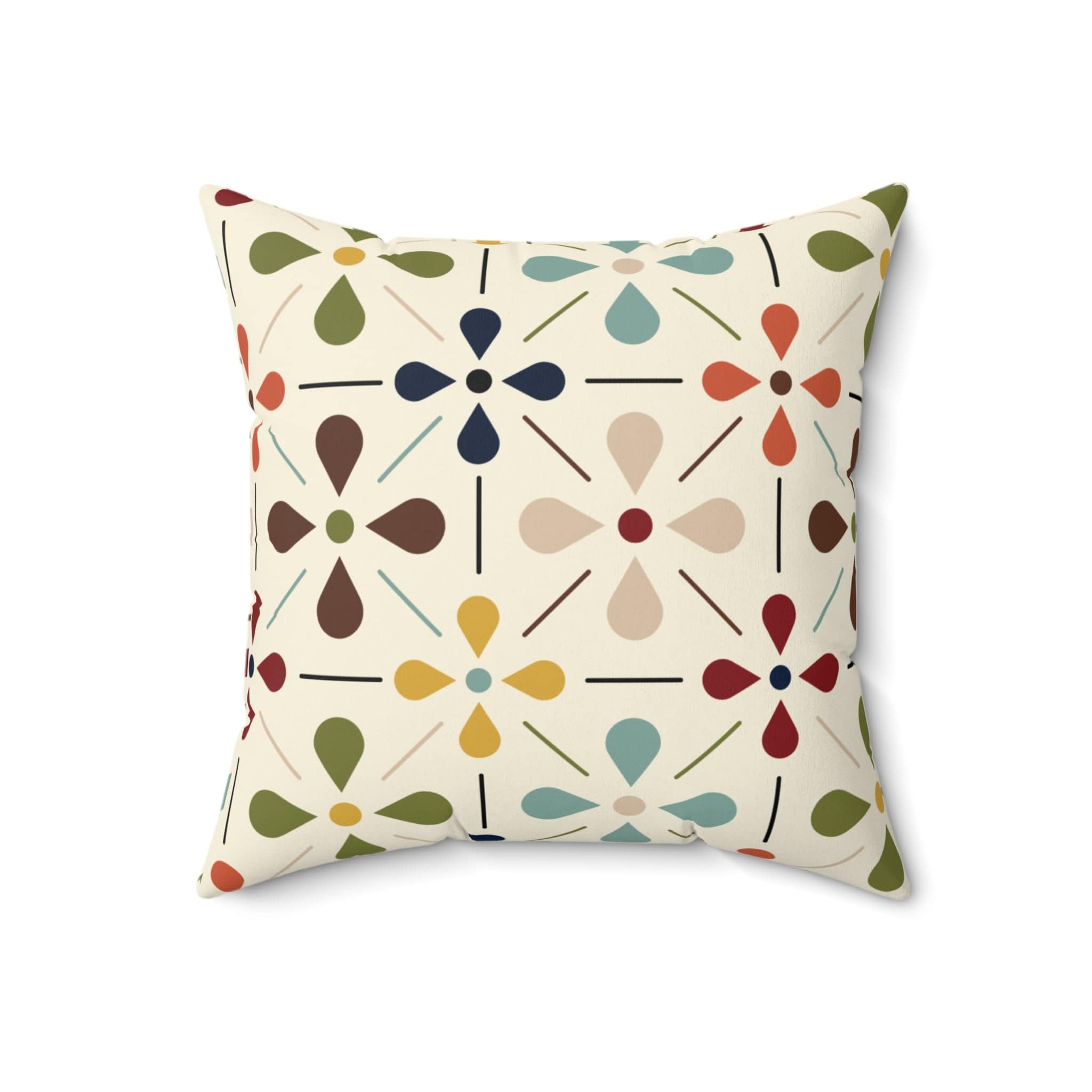 Kate McEnroe New York Mid Century Modern Retro Floral Throw Pillow, Minimalist MCM Aqua Blue, Olive, Mustard, Wine Living Room, Bedroom DecorThrow Pillows25052162441235369466