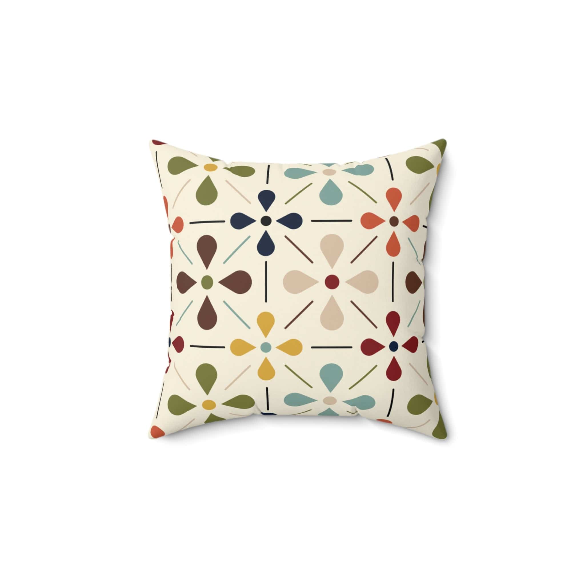 Kate McEnroe New York Mid Century Modern Retro Floral Throw Pillow, Minimalist MCM Aqua Blue, Olive, Mustard, Wine Living Room, Bedroom DecorThrow Pillows27726863285810799529