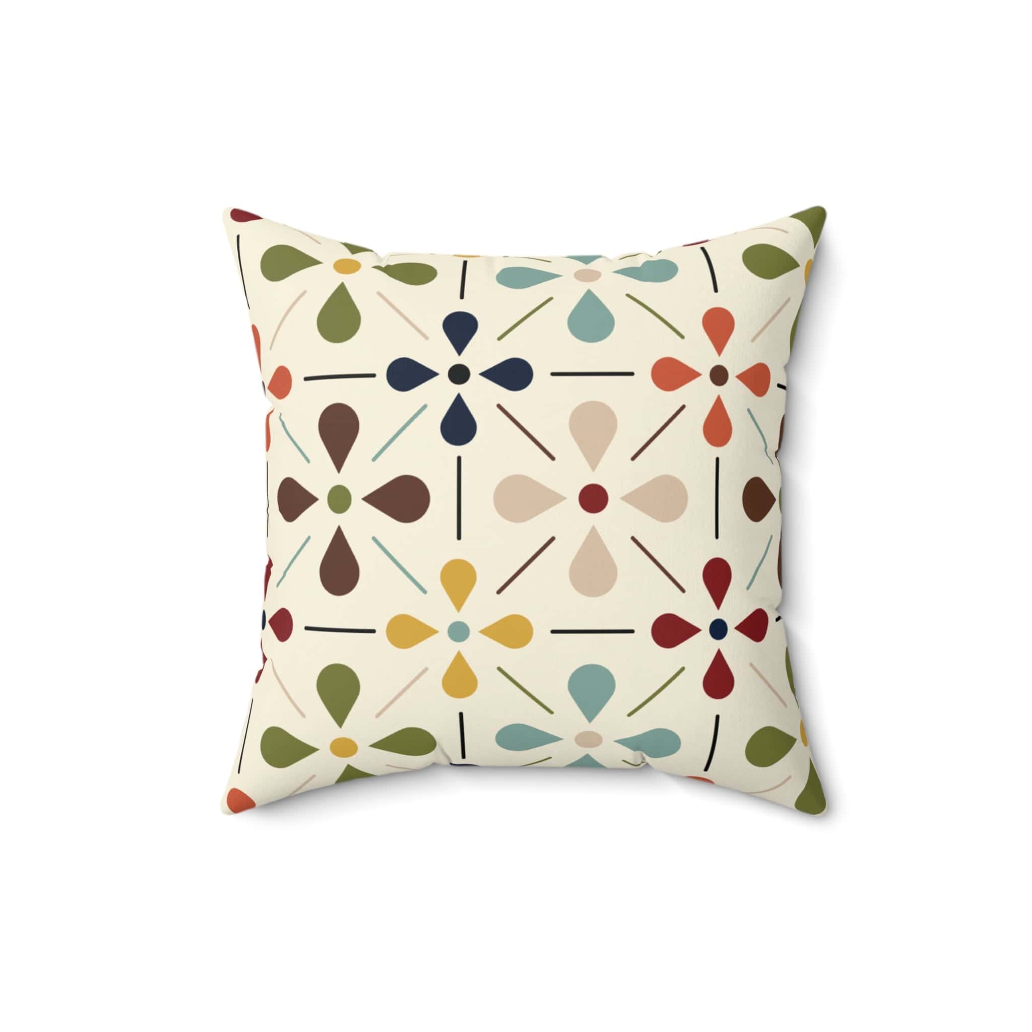 Kate McEnroe New York Mid Century Modern Retro Floral Throw Pillow, Minimalist MCM Aqua Blue, Olive, Mustard, Wine Living Room, Bedroom DecorThrow Pillows30115560395672924450
