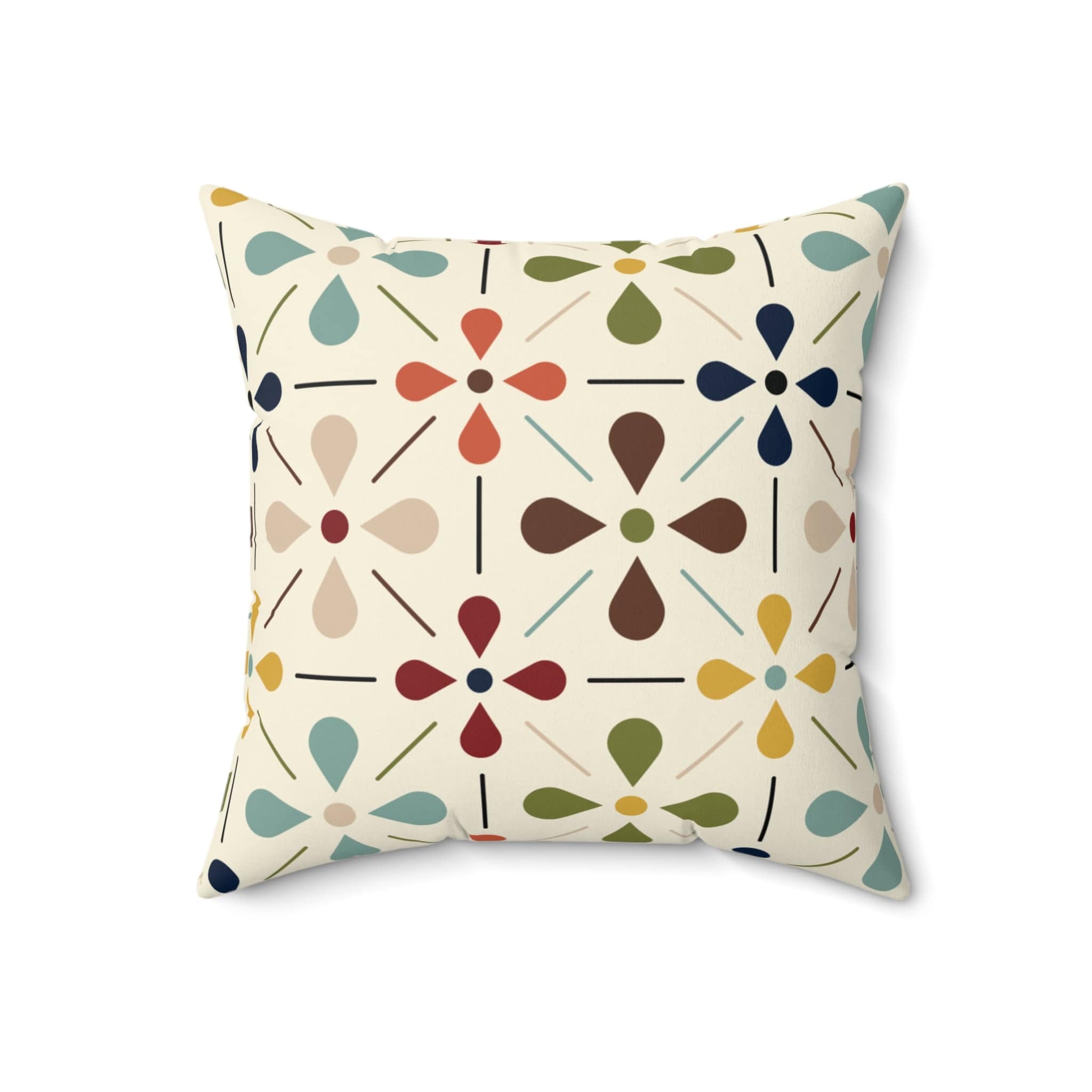 Kate McEnroe New York Mid Century Modern Retro Floral Throw Pillow, Minimalist MCM Aqua Blue, Olive, Mustard, Wine Living Room, Bedroom DecorThrow Pillows30115560395672924450