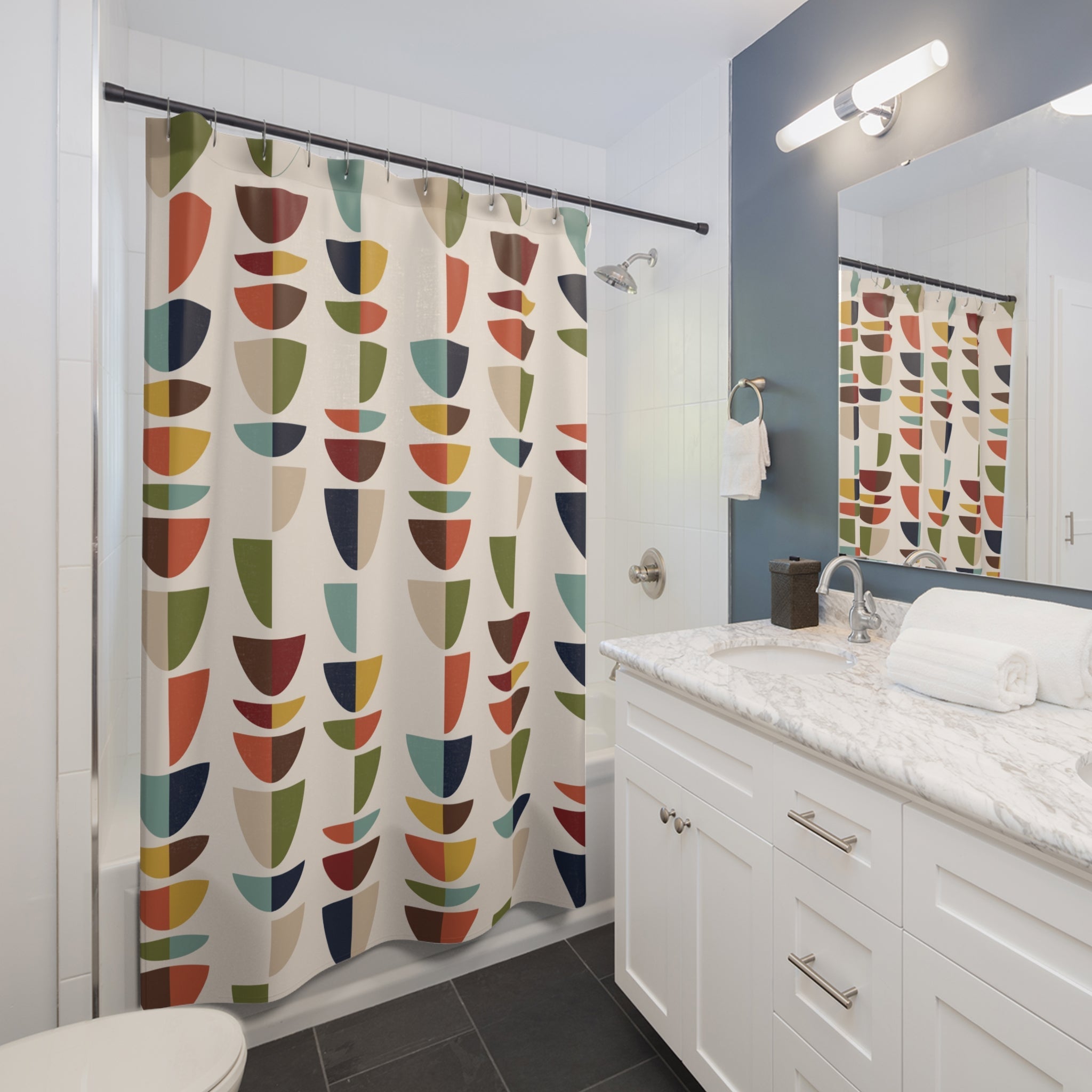 Kate McEnroe New York Mid Century Modern Retro Geometric Abstract MCM Shower CurtainShower Curtains30210610259491941243