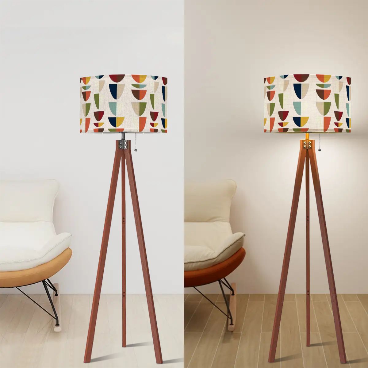 Kate McEnroe New York Mid Century Modern Retro Geometric Abstract Tripod Floor LampTripod Floor Lamps1NFAlSnvdi