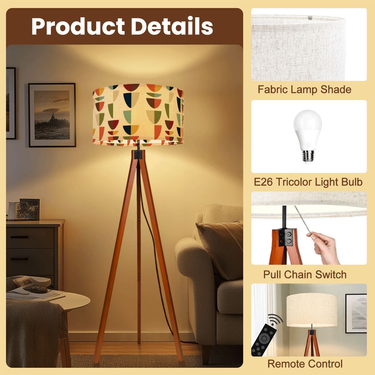 Kate McEnroe New York Mid Century Modern Retro Geometric Abstract Tripod Floor LampTripod Floor Lamps1NFAlSnvdi