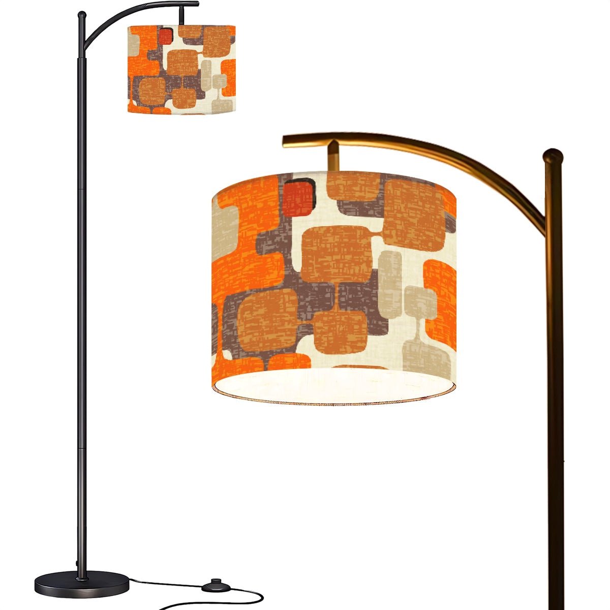 Mid Century Modern Retro Geometric Arc Floor Lamp, Orange Brown Vintag ...