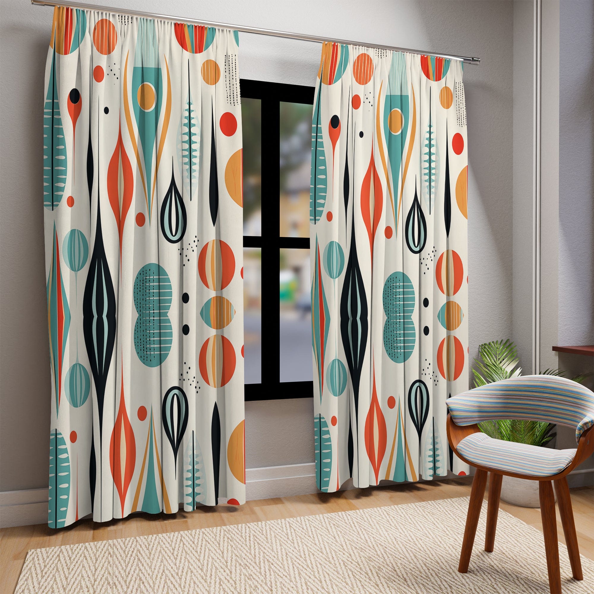 Kate McEnroe New York Mid Century Modern Retro Geometric Boho Blackout Window CurtainsWindow Curtains16490223299509802178