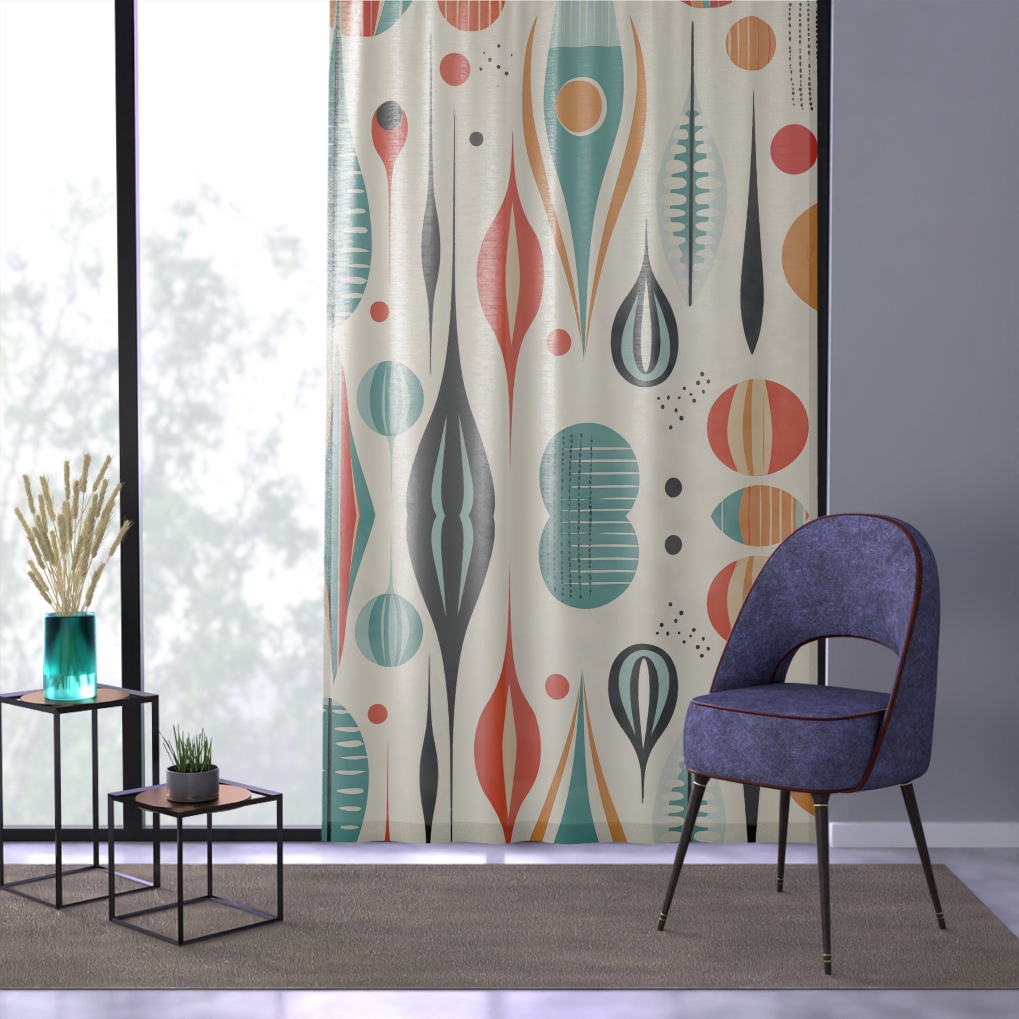 Kate McEnroe New York Mid Century Modern Retro Geometric Boho Sheer Window CurtainsWindow Curtains15653538806481345011