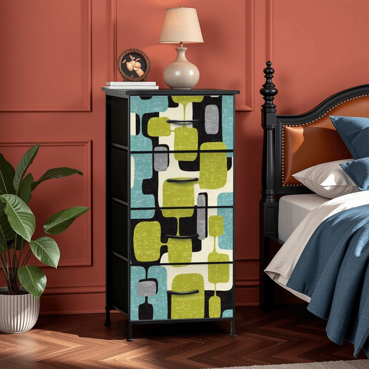 Kate McEnroe New York Mid Century Modern Retro Geometric Dresser, 50s Abstract Storage ChestDressersyIUq1uk0pM