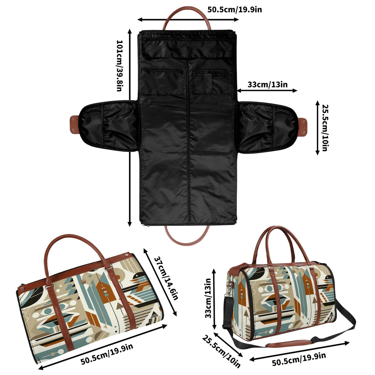 Kate McEnroe New York Mid Century Modern Retro Geometric Foldable Duffel BagDuffel BagsWQE2E05W - 1
