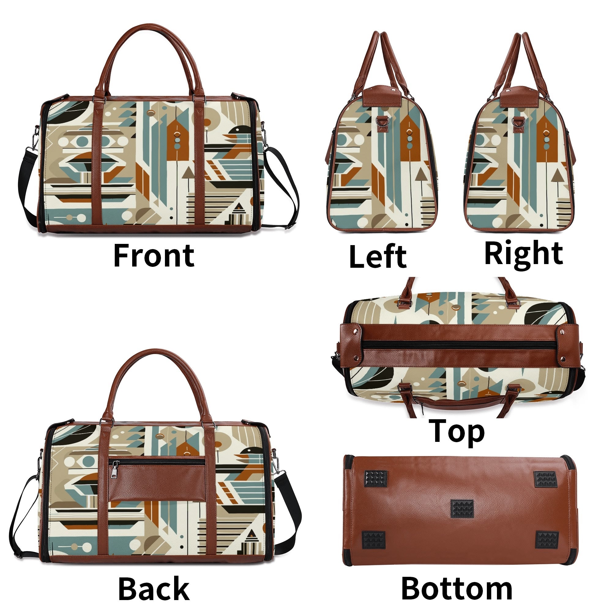 Kate McEnroe New York Mid Century Modern Retro Geometric Foldable Duffel BagDuffel BagsWQE2E05W - 1
