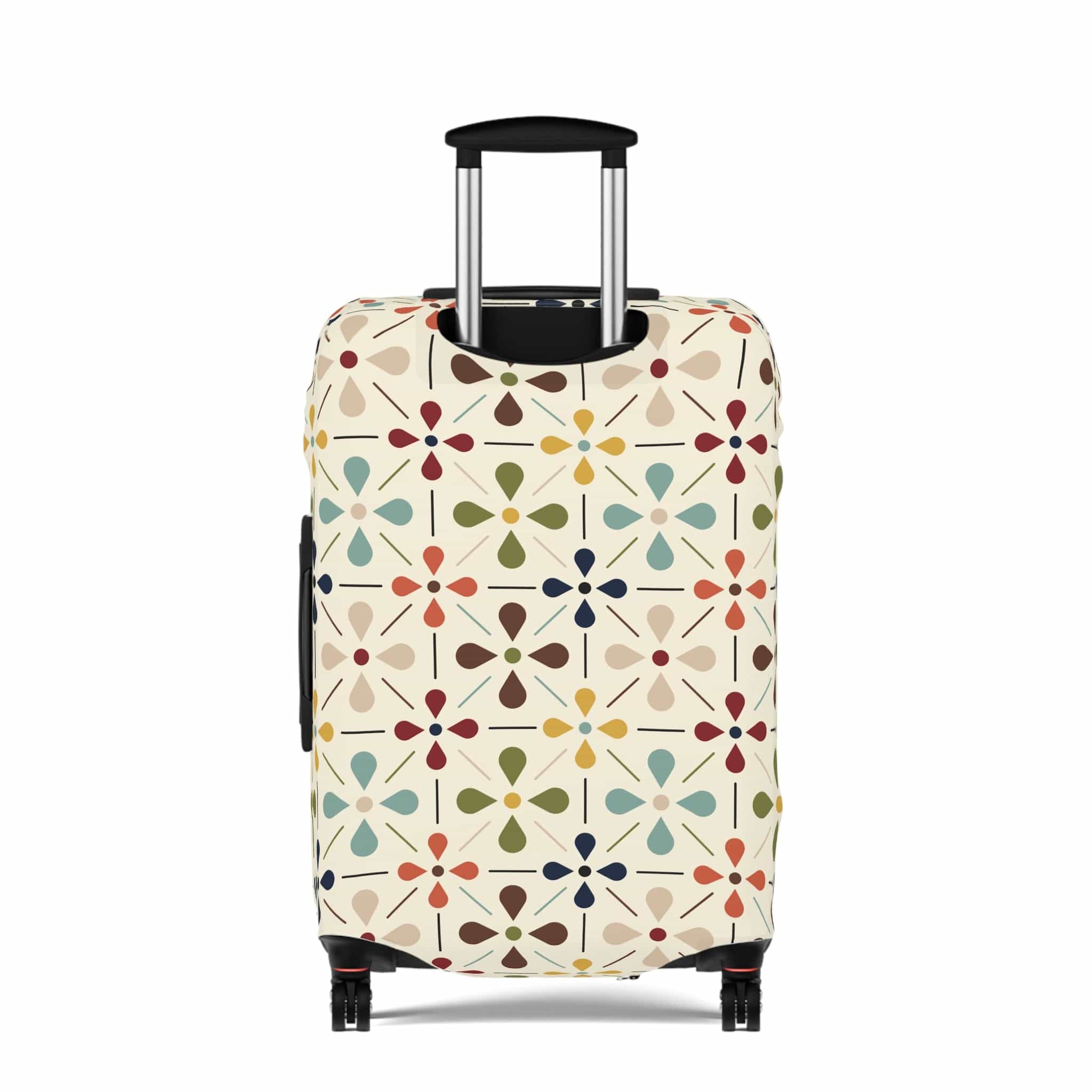 Kate McEnroe New York Mid Century Modern Retro Geometric Luggage Cover, 50s MCM Cream, Teal, Mustard, and Rust Suitcase ProtectorLuggage Covers25748675282121575391