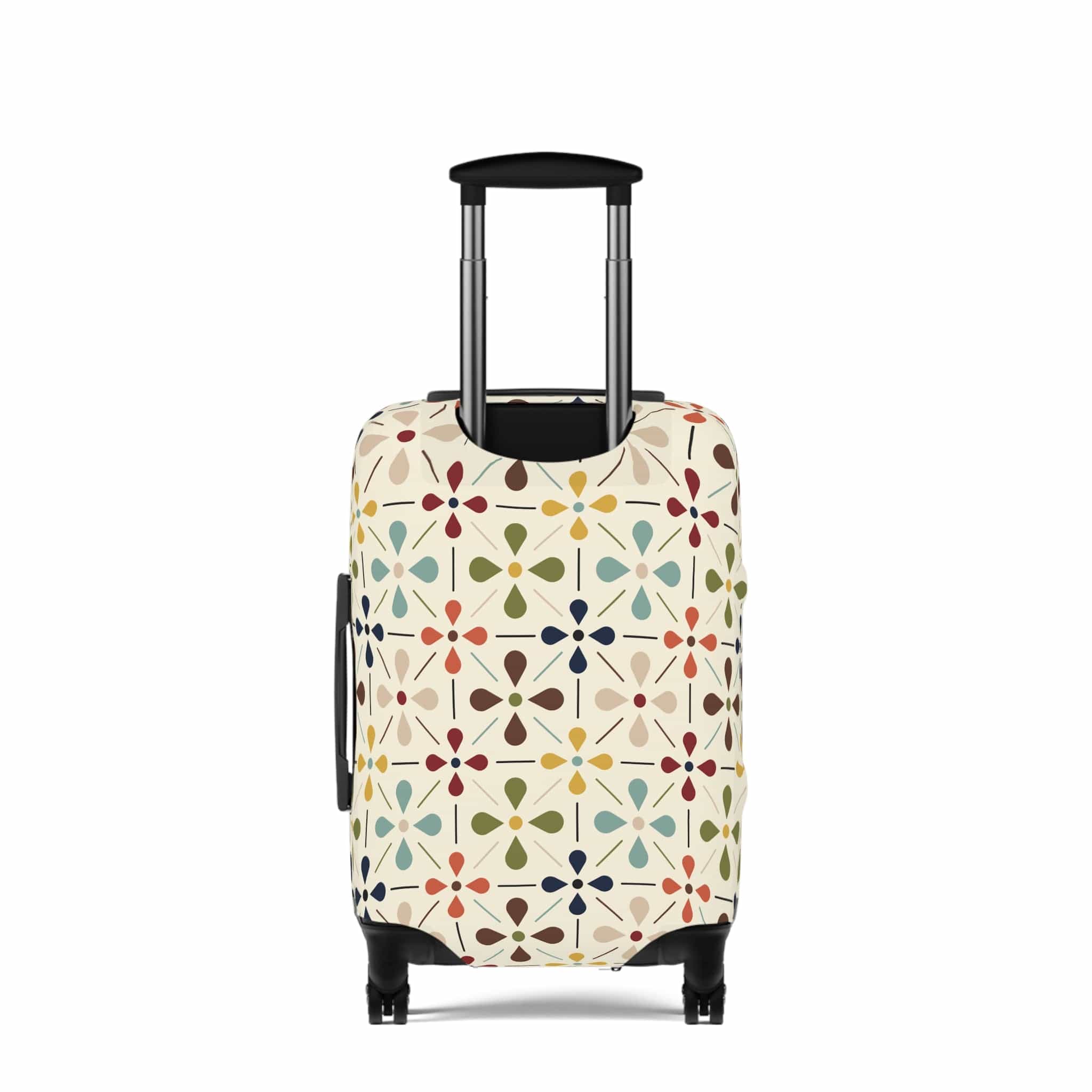Kate McEnroe New York Mid Century Modern Retro Geometric Luggage Cover, 50s MCM Cream, Teal, Mustard, and Rust Suitcase ProtectorLuggage Covers25748675282121575391