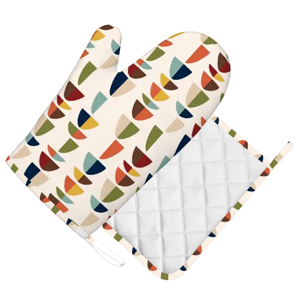 Kate McEnroe New York Mid Century Modern Retro Geometric MCM Pot Holder SetOven Mitts & Pot Holder SetOBB166letJ
